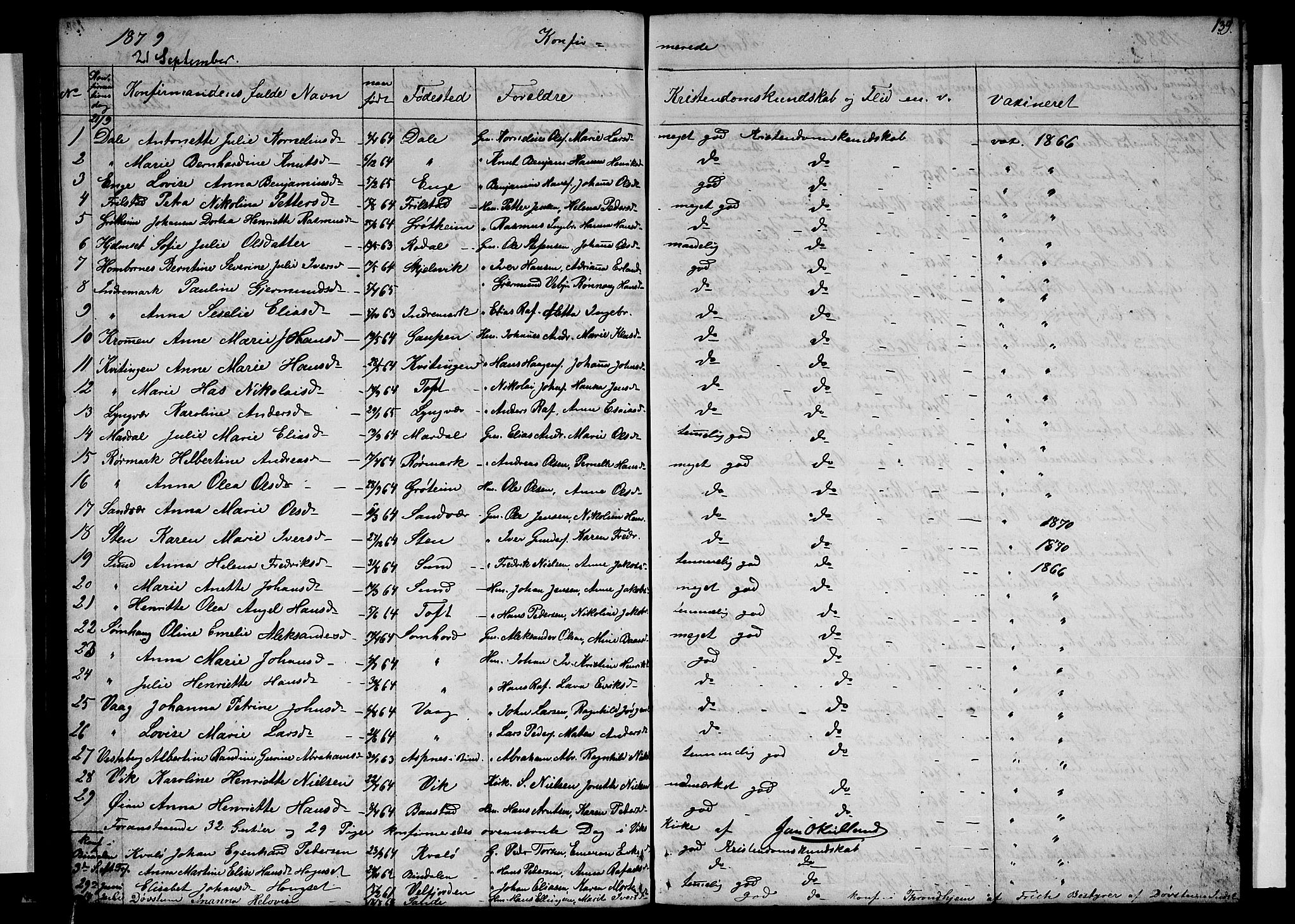 Ministerialprotokoller, klokkerbøker og fødselsregistre - Nordland, AV/SAT-A-1459/812/L0187: Parish register (copy) no. 812C05, 1850-1883, p. 139