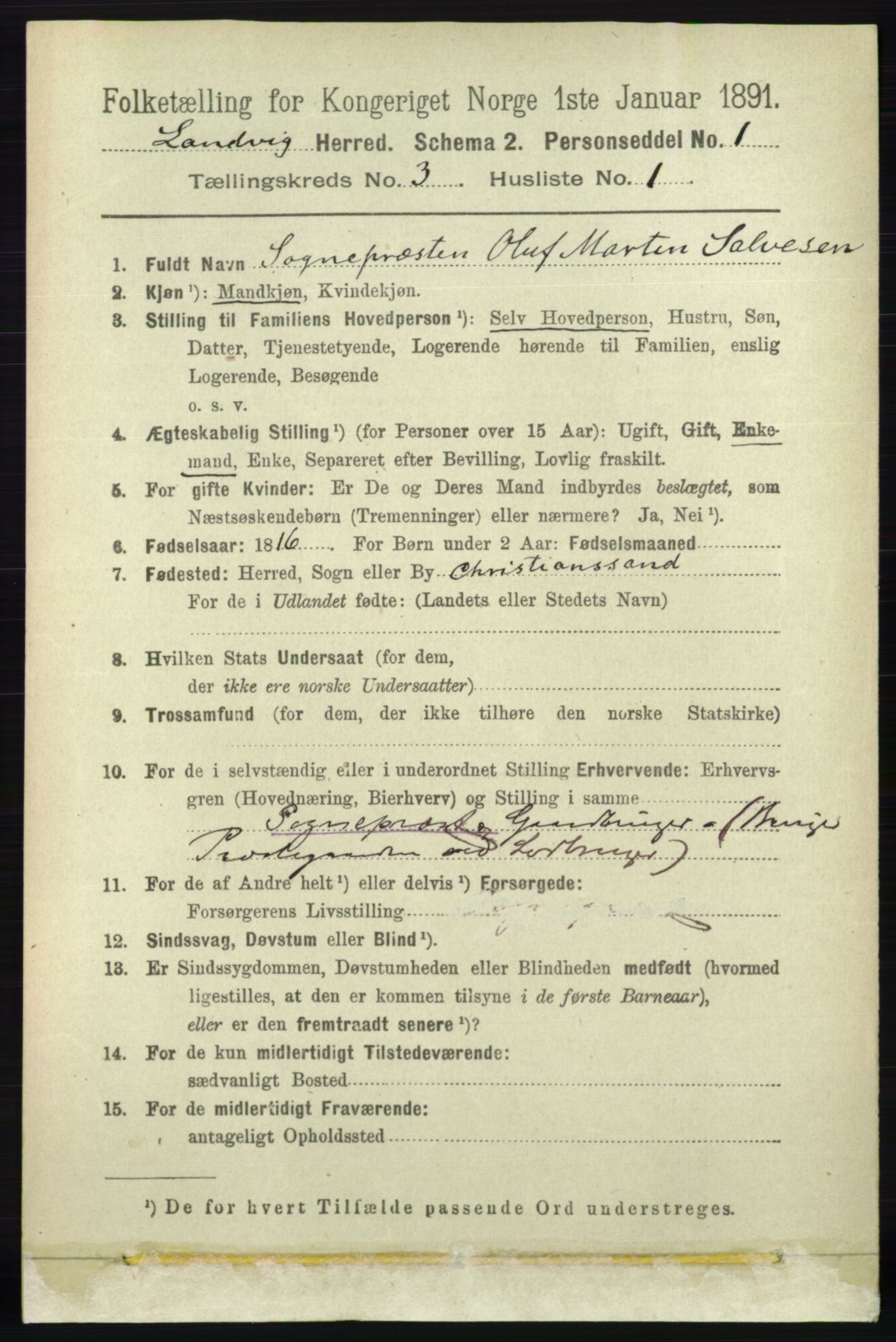 RA, 1891 census for 0924 Landvik, 1891, p. 1003