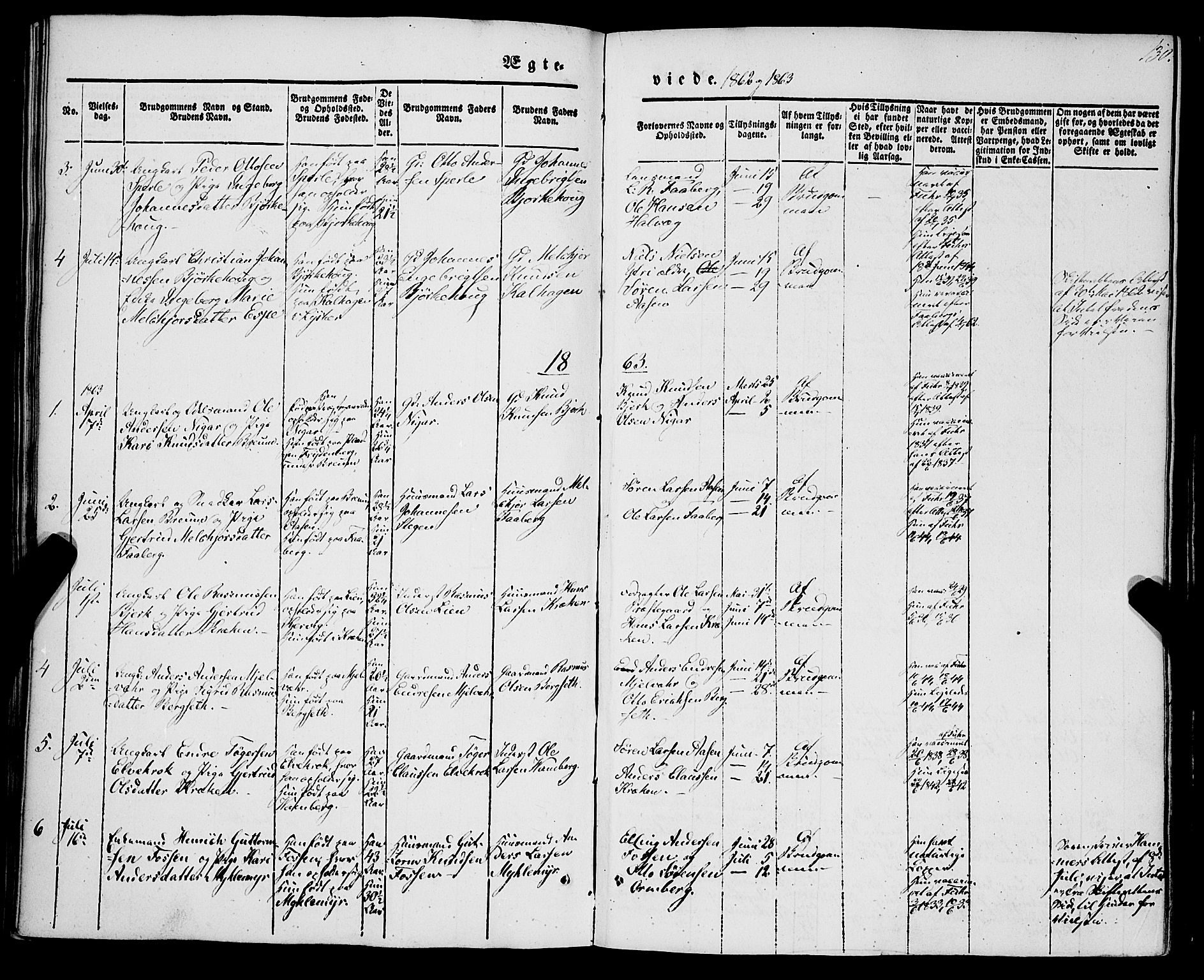 Jostedal sokneprestembete, SAB/A-80601/H/Haa/Haaa/L0005: Parish register (official) no. A 5, 1849-1877, p. 130