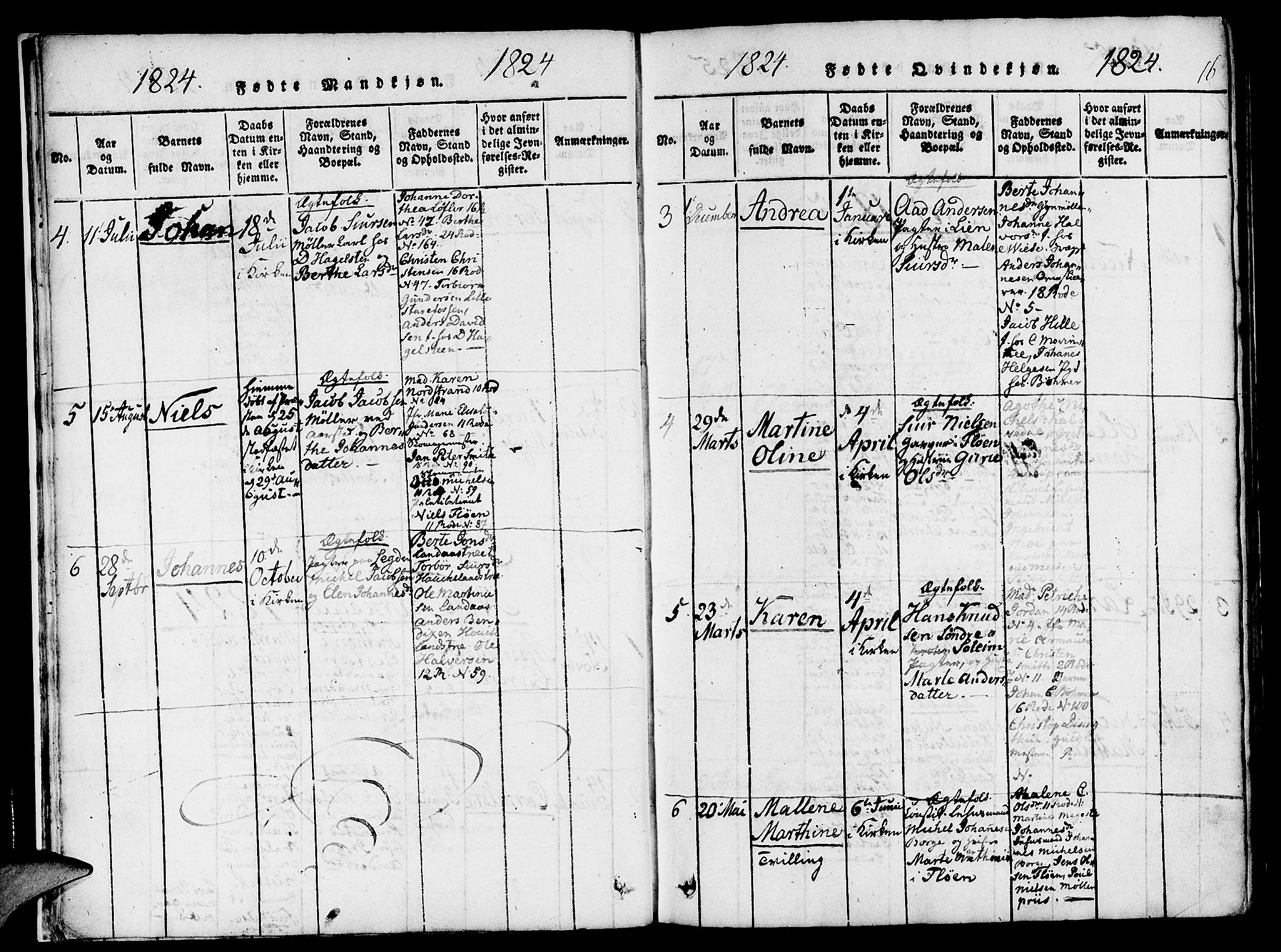 St. Jørgens hospital og Årstad sokneprestembete, AV/SAB-A-99934: Parish register (official) no. A 3, 1815-1843, p. 16