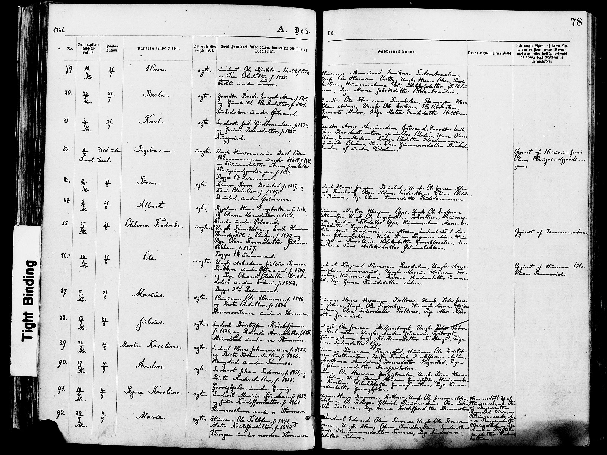 Nord-Odal prestekontor, AV/SAH-PREST-032/H/Ha/Haa/L0005: Parish register (official) no. 5, 1874-1885, p. 78