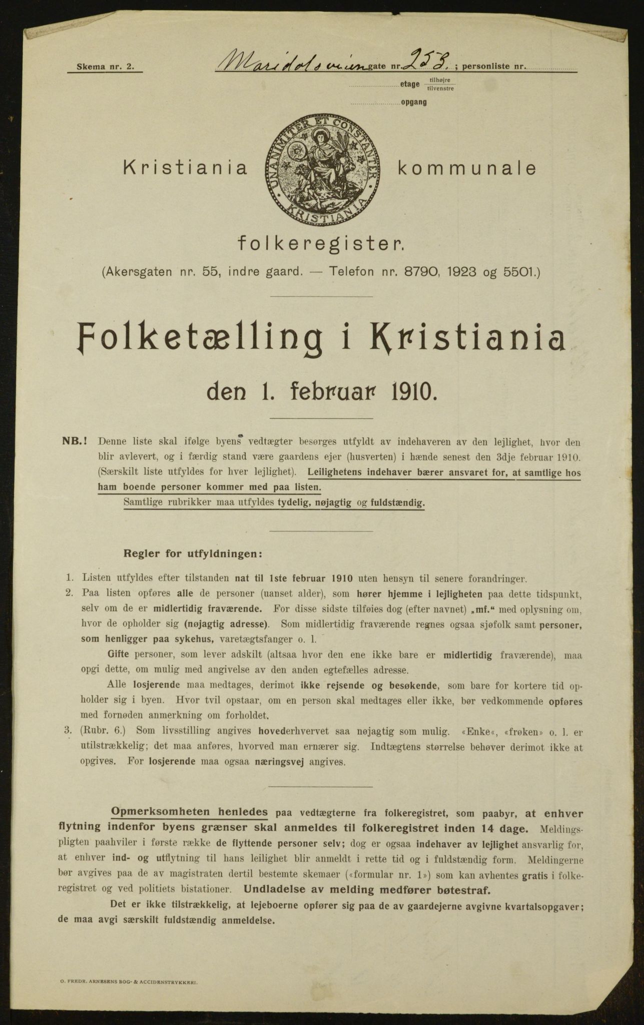 OBA, Municipal Census 1910 for Kristiania, 1910, p. 60733