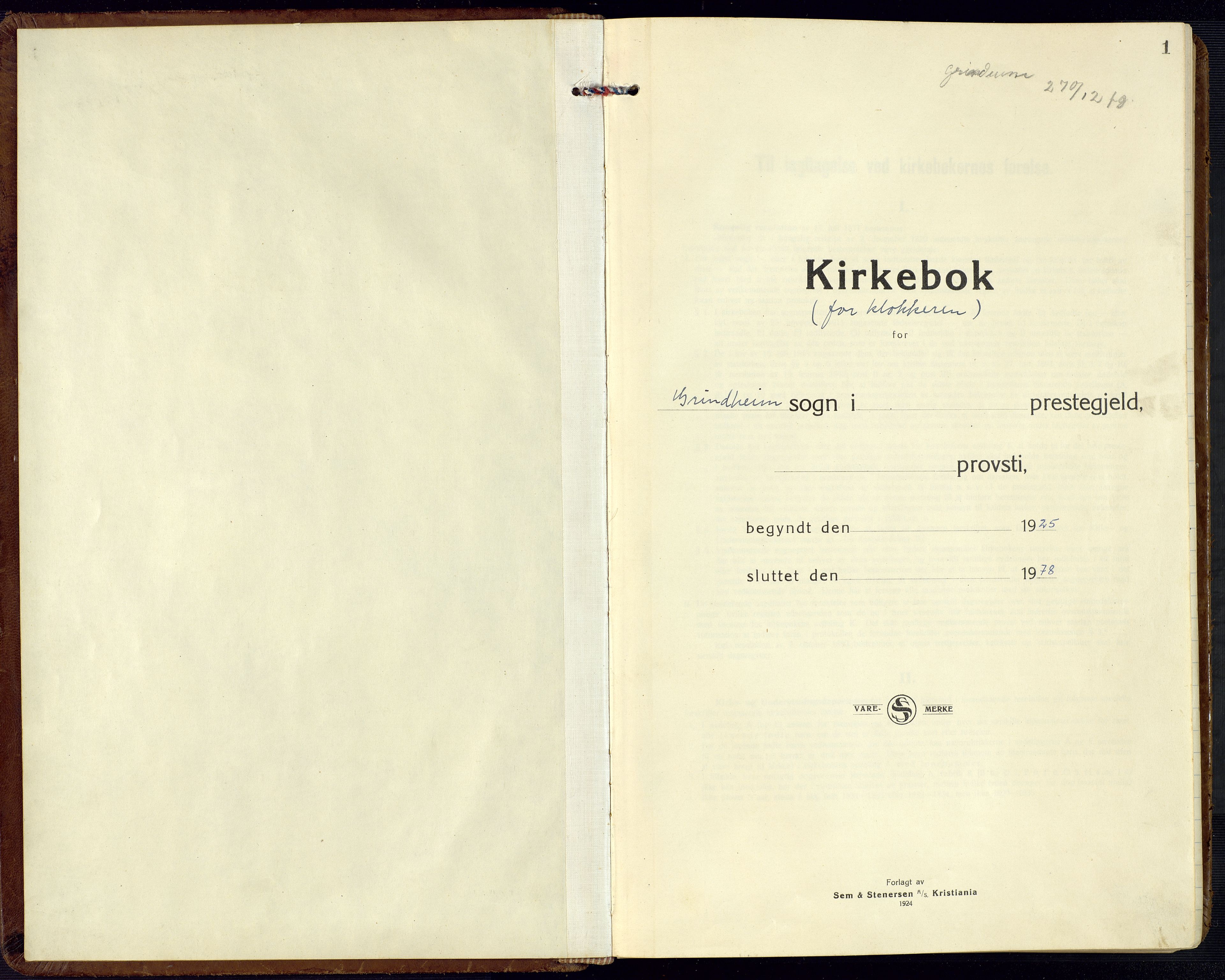 Bjelland sokneprestkontor, SAK/1111-0005/F/Fb/Fbc/L0004: Parish register (copy) no. B 4, 1921-1978, p. 1