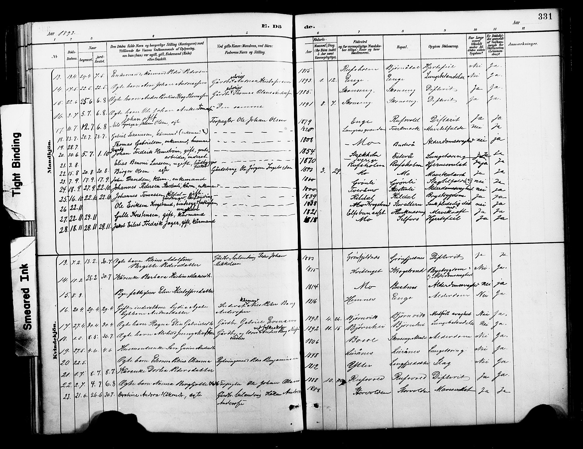 Ministerialprotokoller, klokkerbøker og fødselsregistre - Nordland, AV/SAT-A-1459/827/L0421: Parish register (copy) no. 827C10, 1887-1906, p. 331