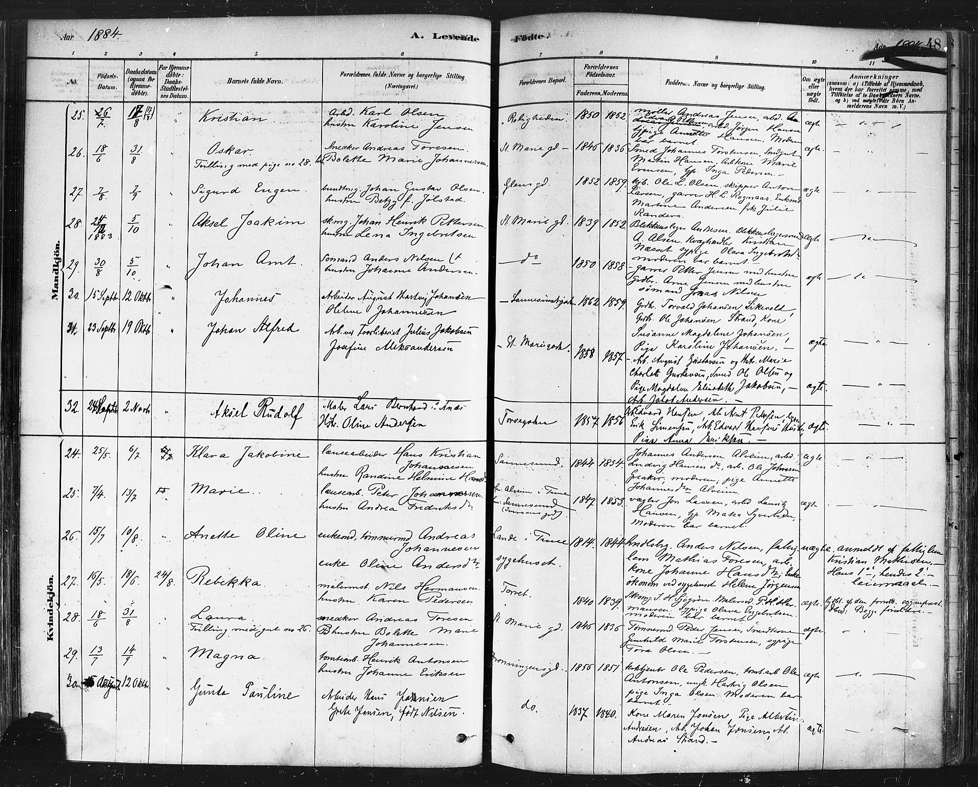 Sarpsborg prestekontor Kirkebøker, SAO/A-2006/F/Fa/L0003: Parish register (official) no. 3, 1878-1891, p. 48