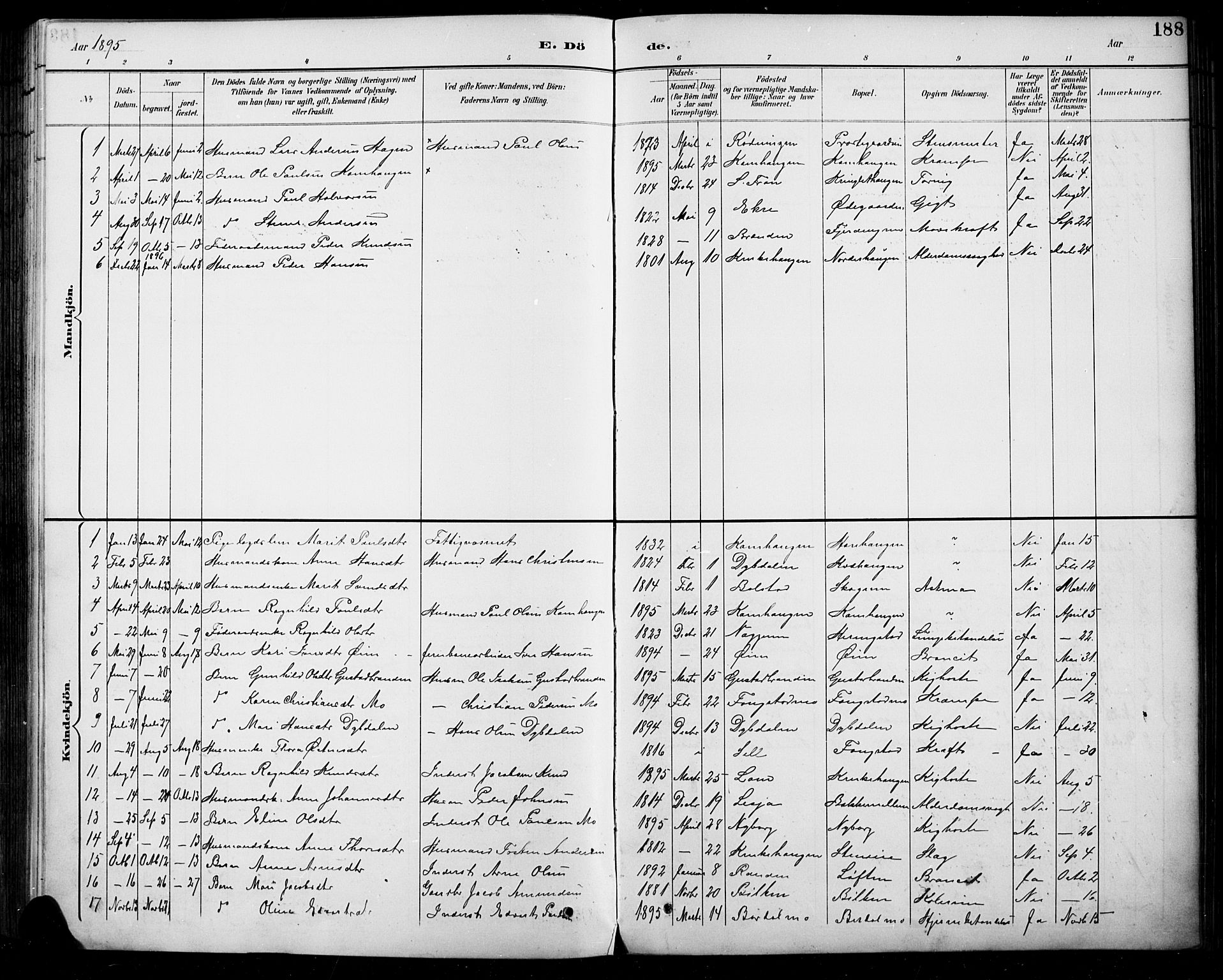 Sel prestekontor, AV/SAH-PREST-074/H/Ha/Hab/L0005: Parish register (copy) no. 5, 1894-1923, p. 188