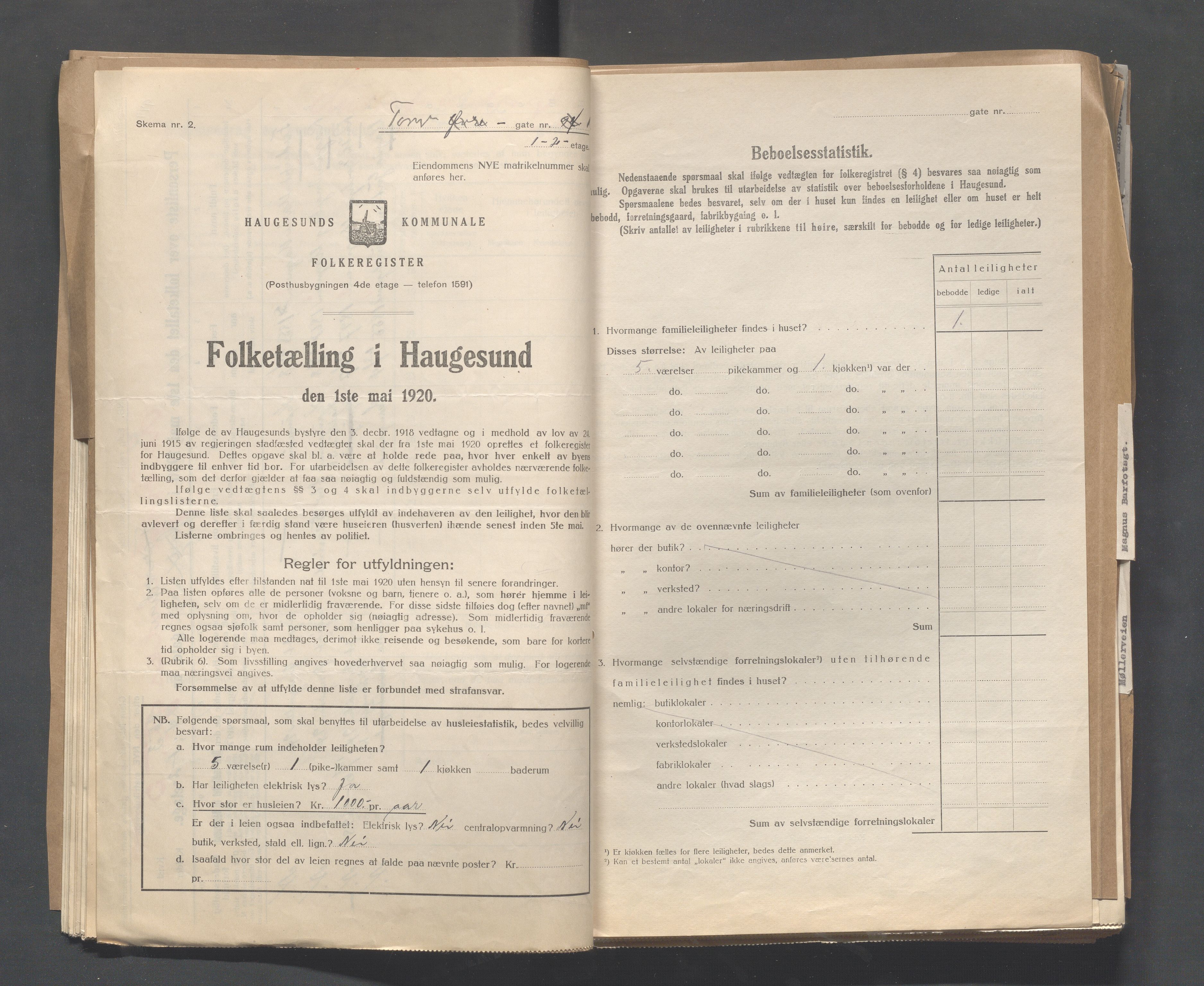 IKAR, Local census 1.5.1920 for Haugesund, 1920, p. 2872