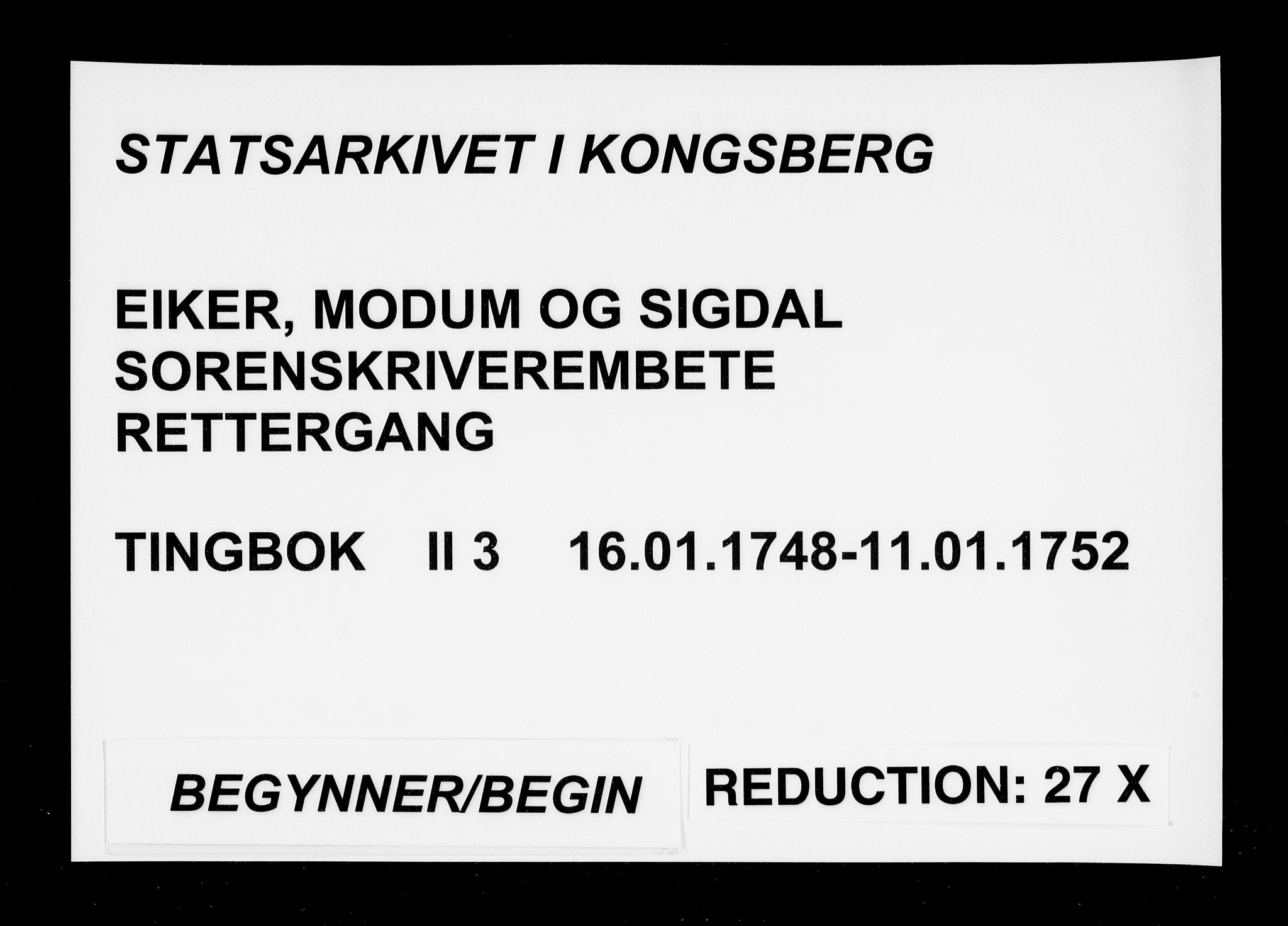 Eiker, Modum og Sigdal sorenskriveri, AV/SAKO-A-123/F/Fa/Fab/L0003: Tingbok, 1748-1752