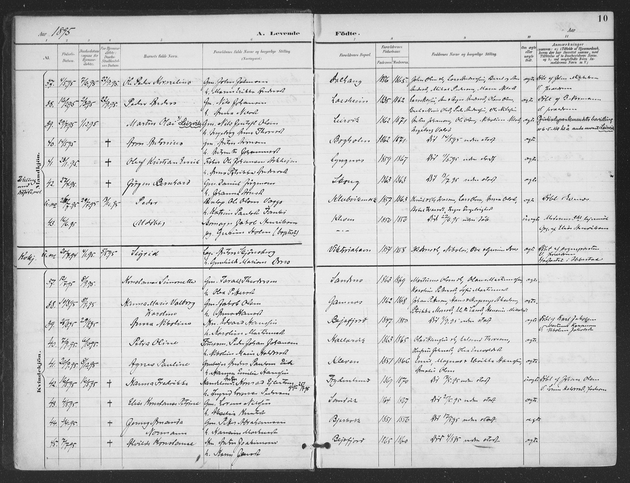 Ministerialprotokoller, klokkerbøker og fødselsregistre - Nordland, AV/SAT-A-1459/866/L0939: Parish register (official) no. 866A02, 1894-1906, p. 10