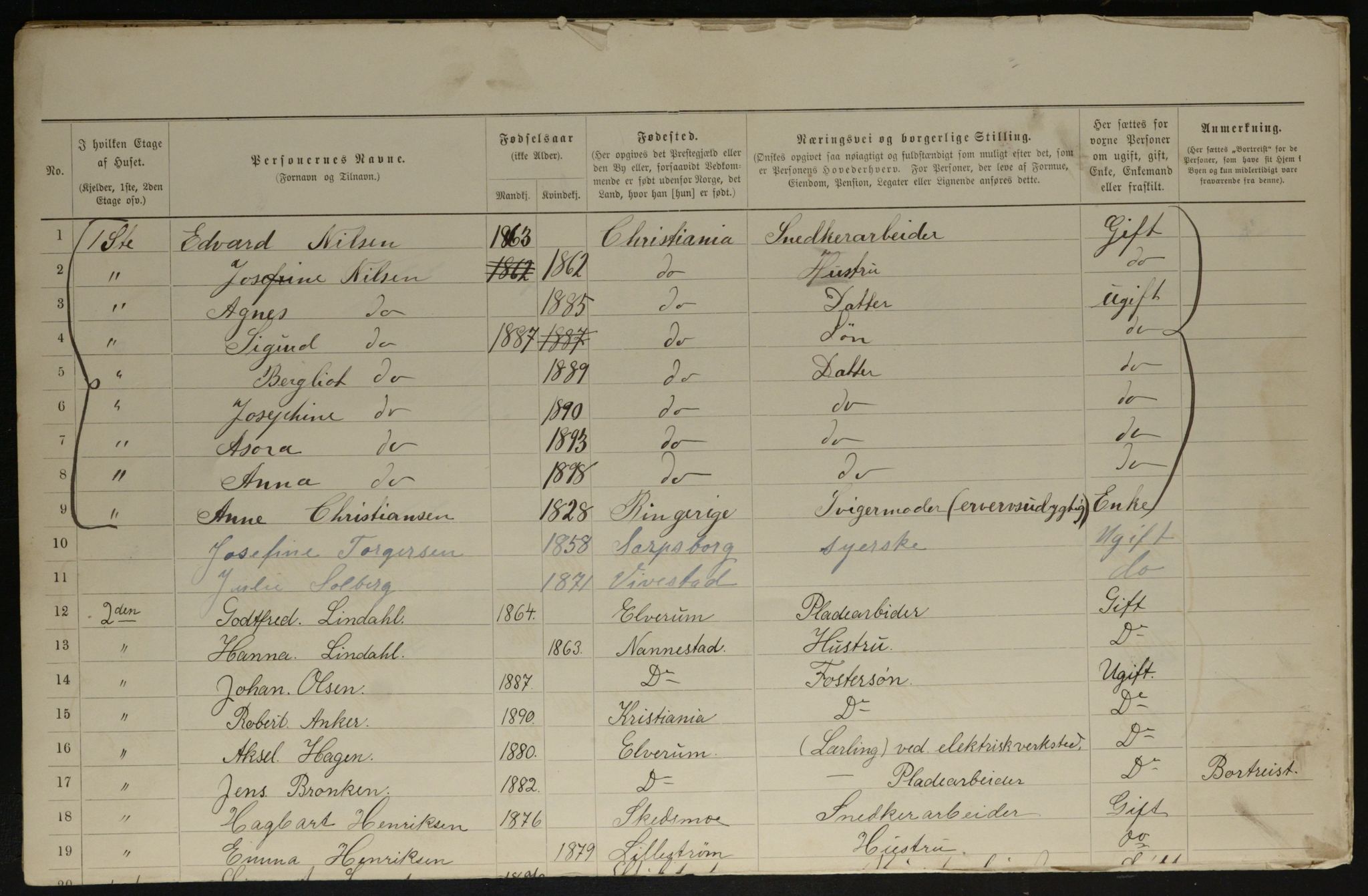 OBA, Municipal Census 1901 for Kristiania, 1901, p. 10913