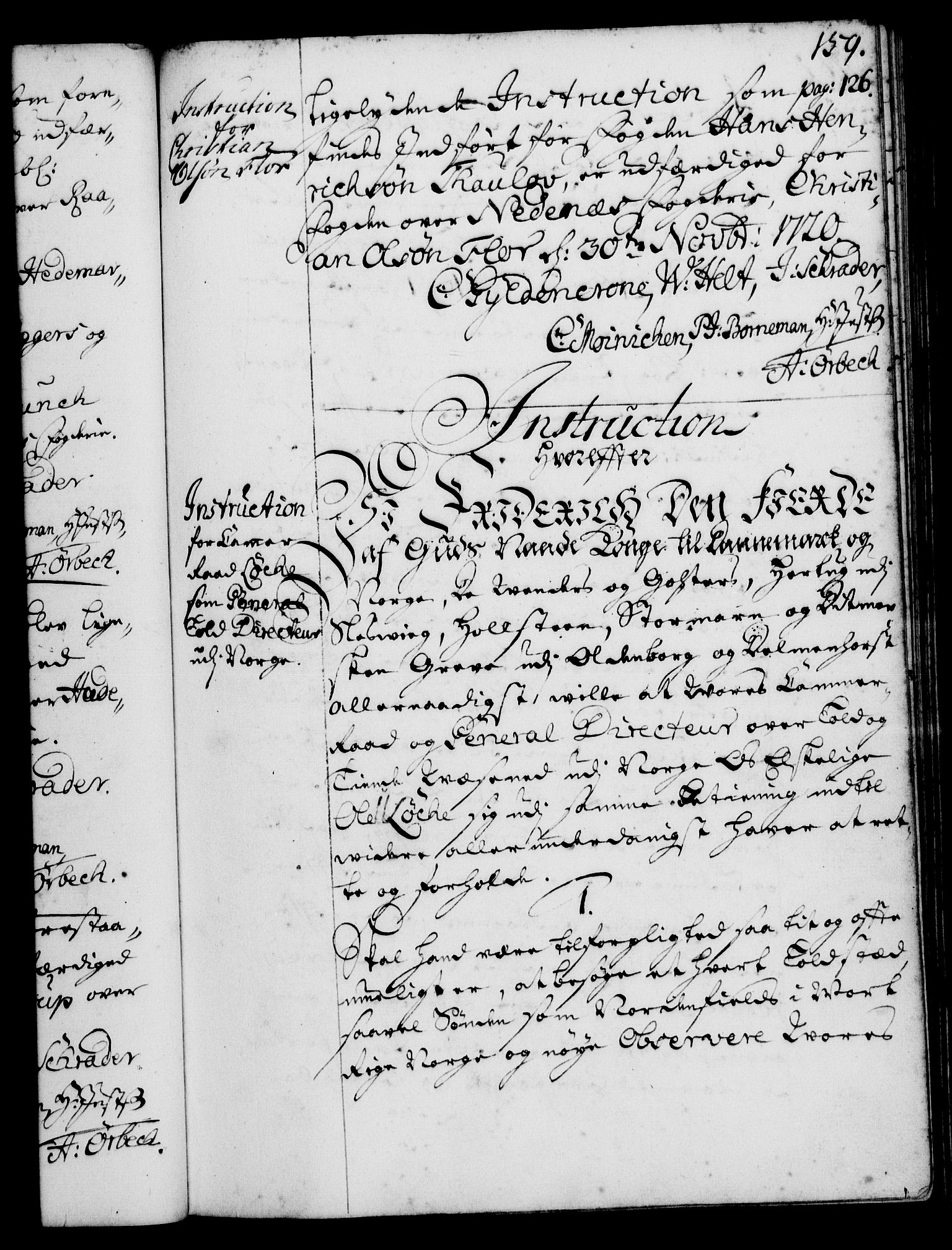 Rentekammeret, Kammerkanselliet, RA/EA-3111/G/Gg/Ggi/L0001: Norsk instruksjonsprotokoll med register (merket RK 53.34), 1720-1729, p. 159