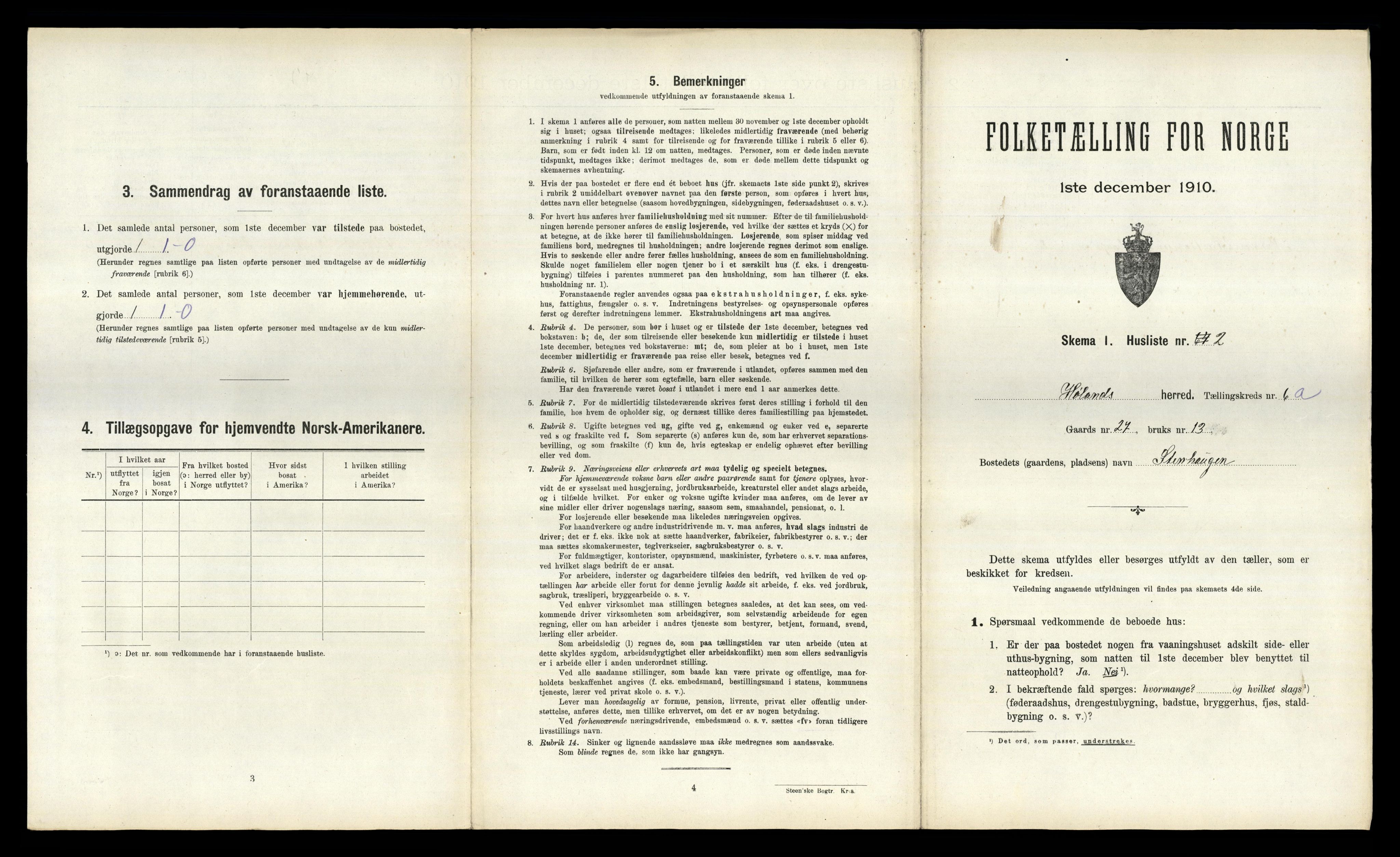 RA, 1910 census for Høland, 1910, p. 1079