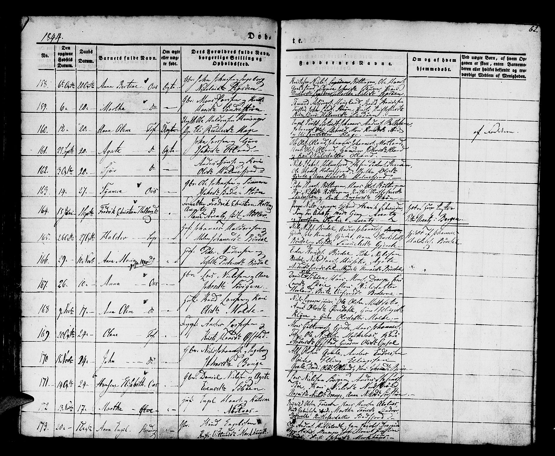 Os sokneprestembete, SAB/A-99929: Parish register (official) no. A 15, 1839-1851, p. 62