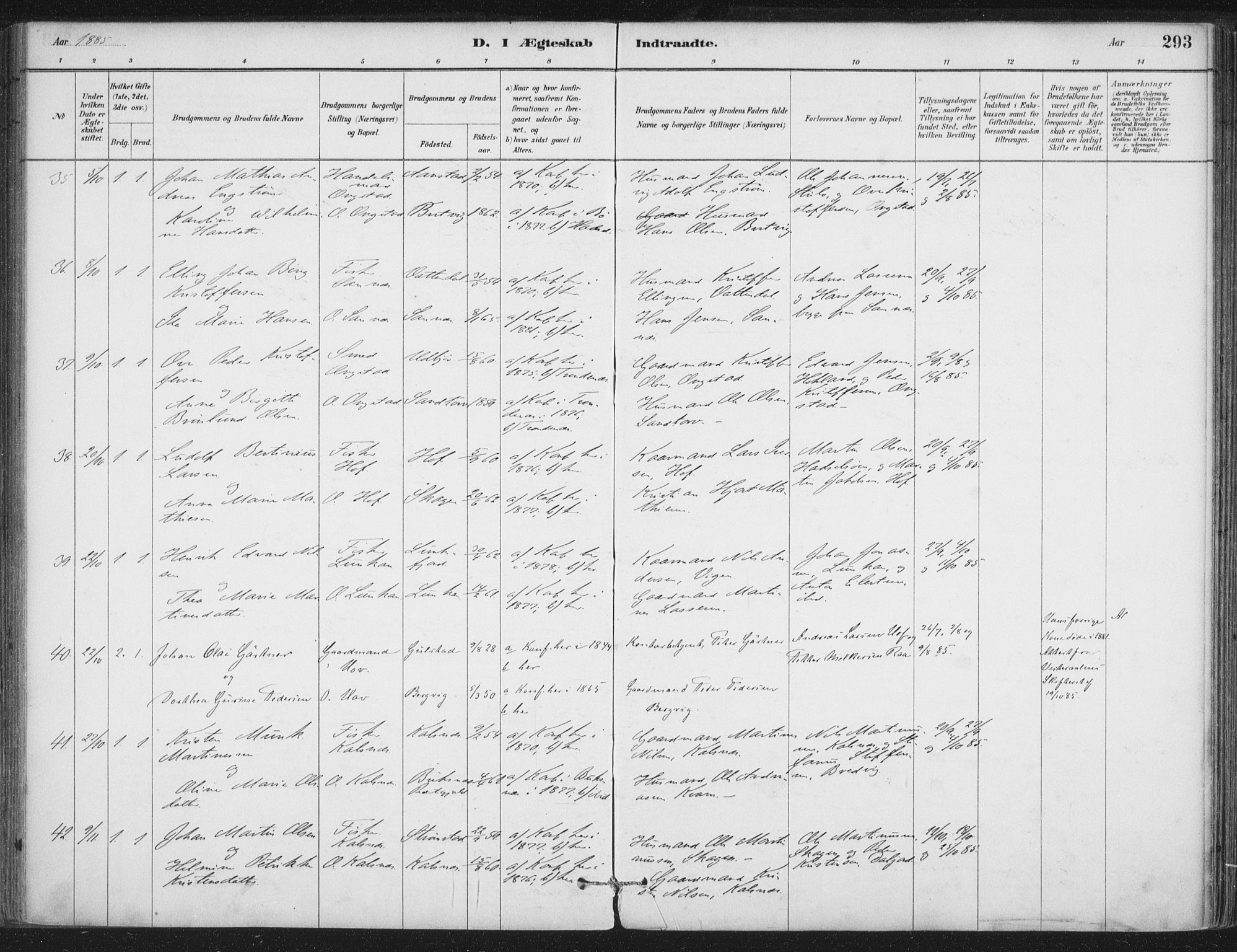 Ministerialprotokoller, klokkerbøker og fødselsregistre - Nordland, AV/SAT-A-1459/888/L1244: Parish register (official) no. 888A10, 1880-1890, p. 293