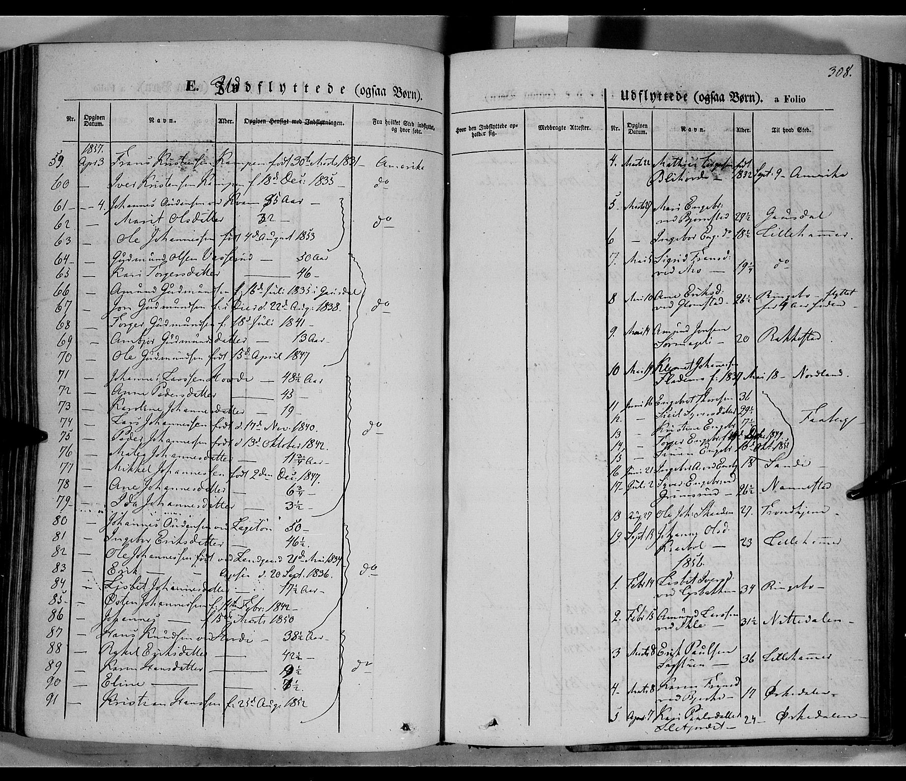 Øyer prestekontor, SAH/PREST-084/H/Ha/Haa/L0005: Parish register (official) no. 5, 1842-1857, p. 308
