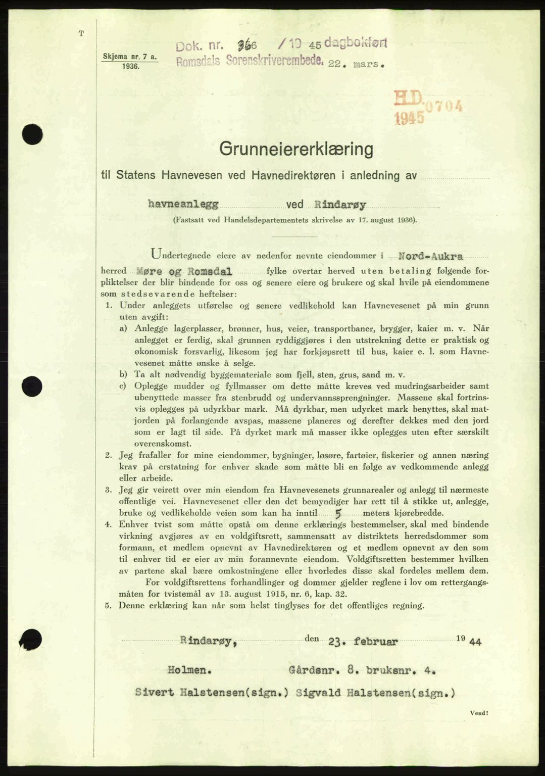 Romsdal sorenskriveri, AV/SAT-A-4149/1/2/2C: Mortgage book no. A17, 1944-1945, Diary no: : 366/1945