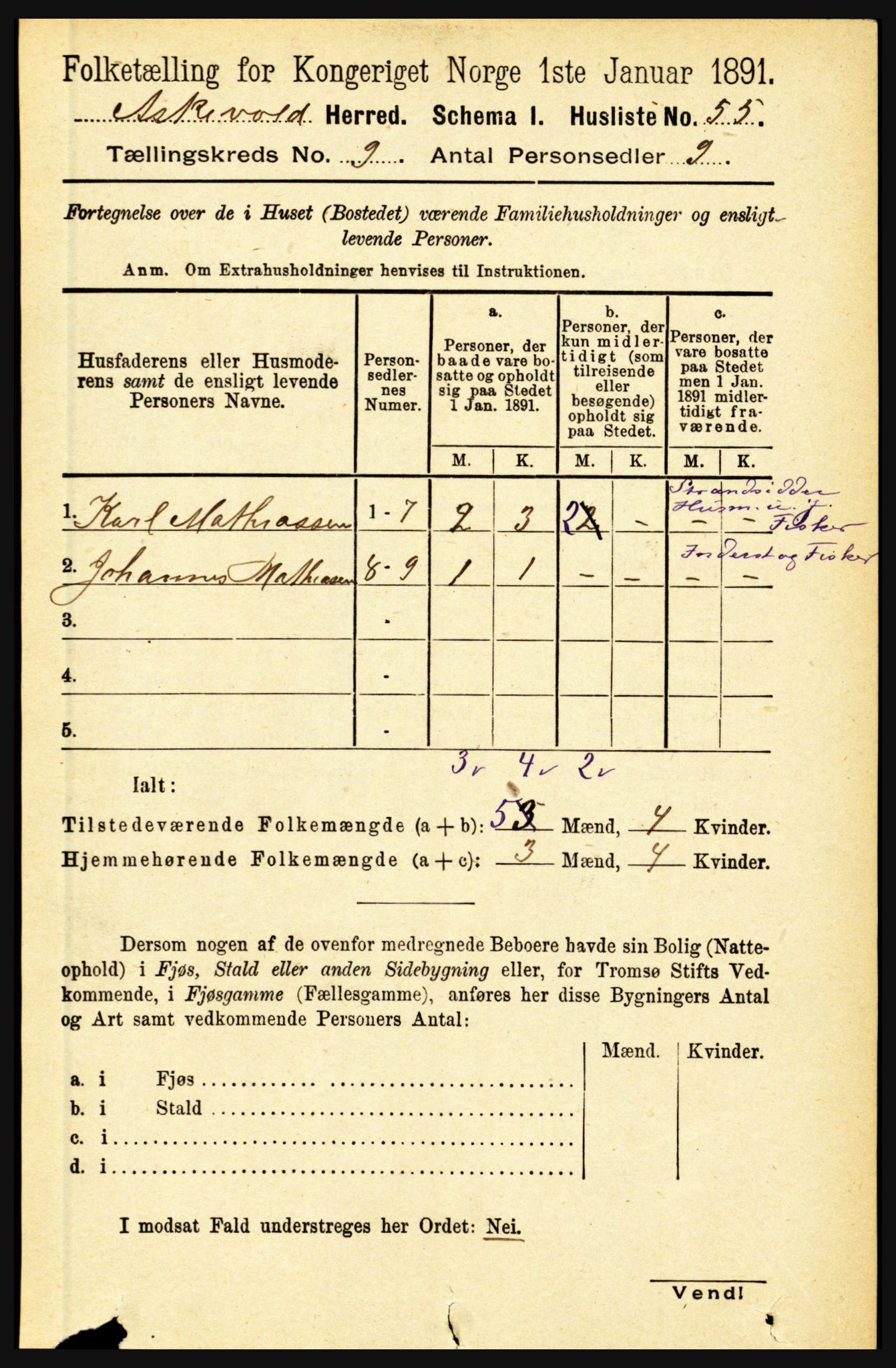 RA, 1891 census for 1428 Askvoll, 1891, p. 2546