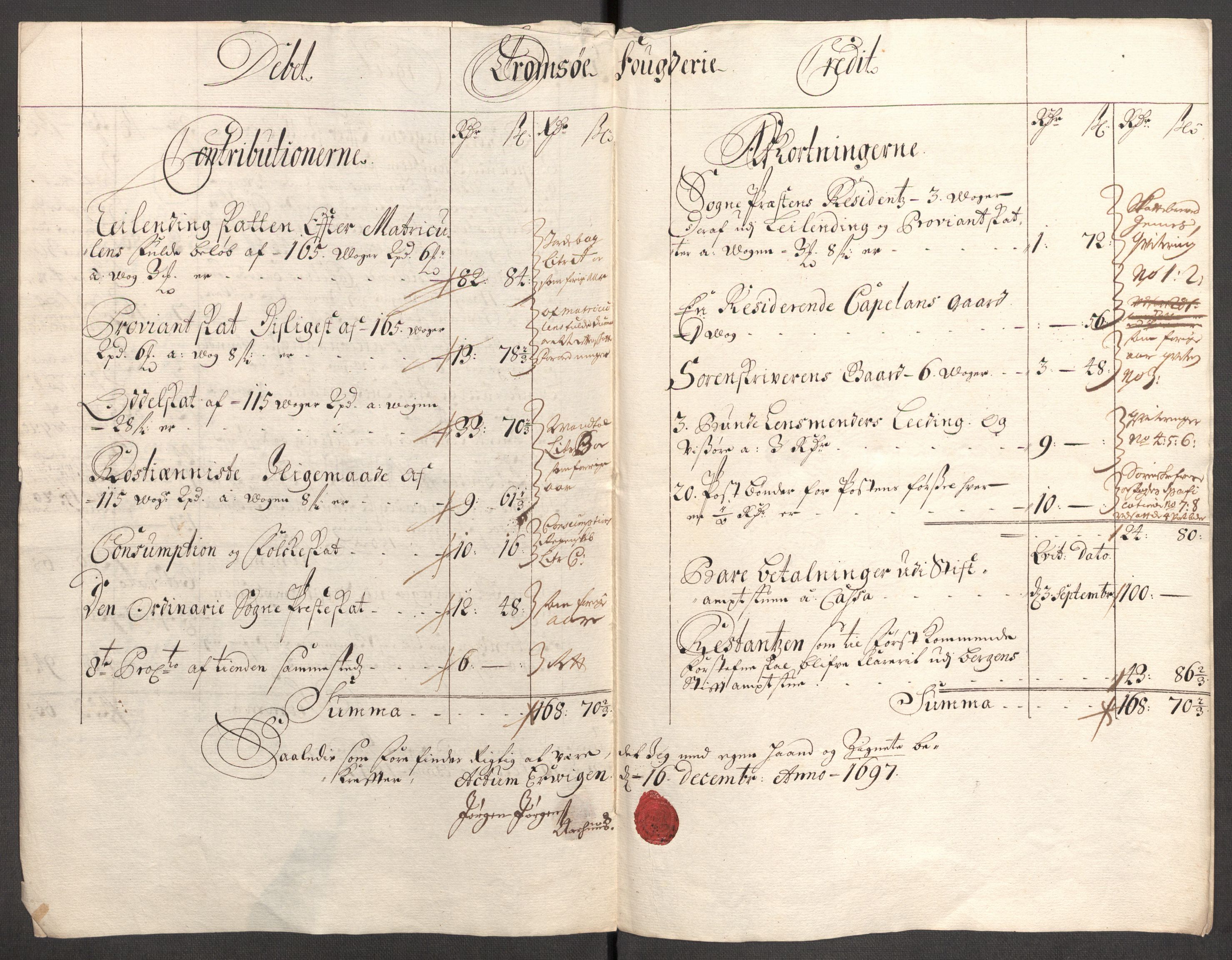 Rentekammeret inntil 1814, Reviderte regnskaper, Fogderegnskap, AV/RA-EA-4092/R68/L4754: Fogderegnskap Senja og Troms, 1697-1699, p. 6