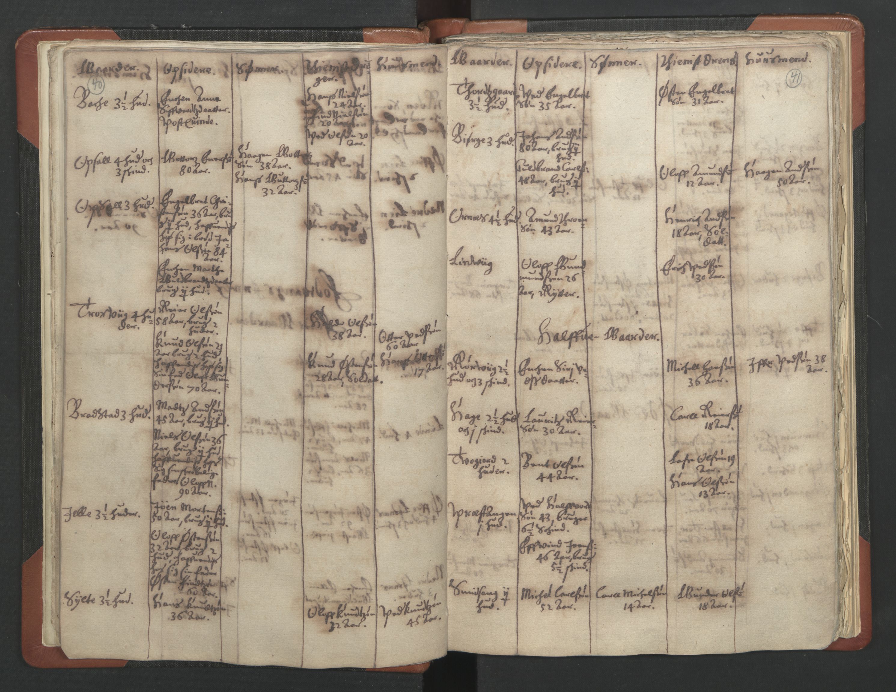RA, Vicar's Census 1664-1666, no. 6: Gudbrandsdal deanery, 1664-1666, p. 40-41
