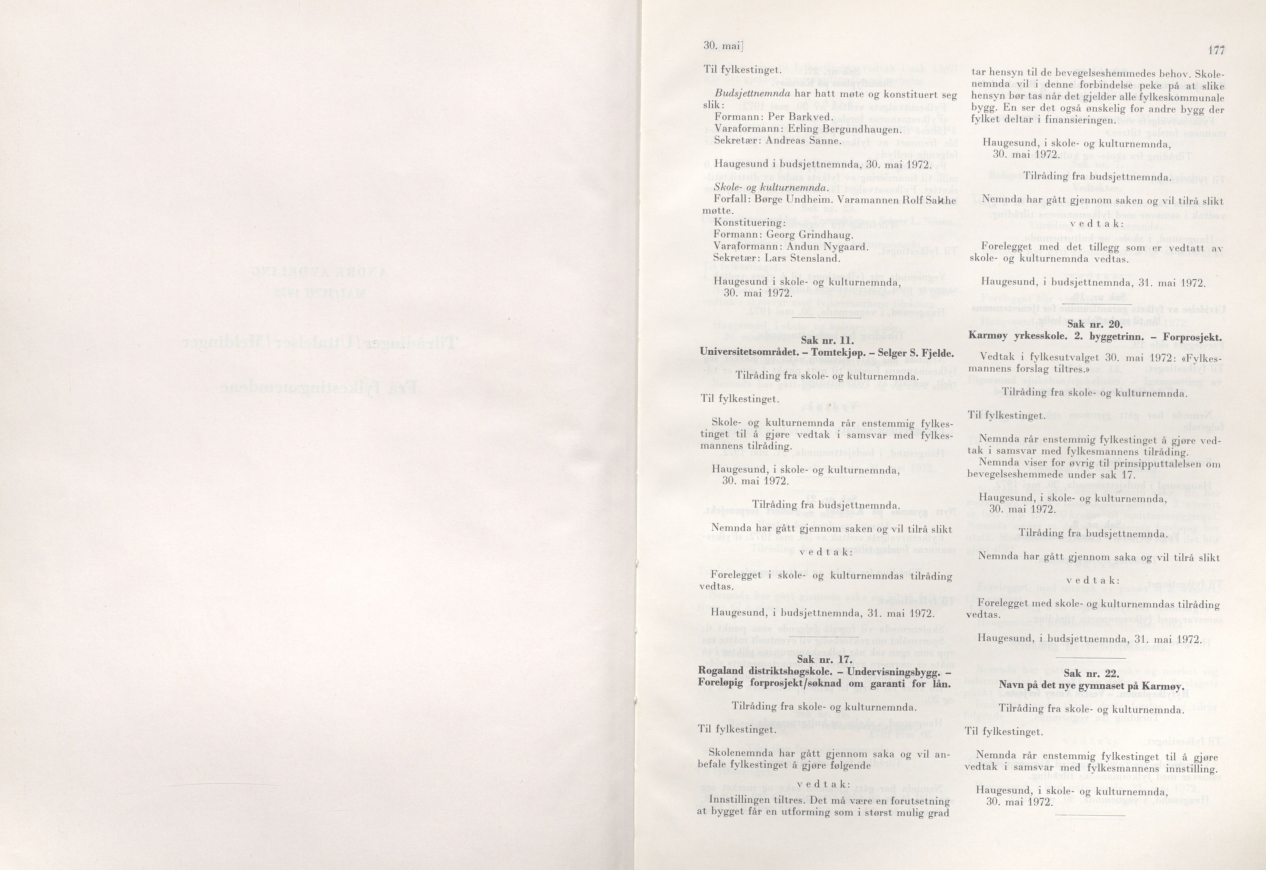 Rogaland fylkeskommune - Fylkesrådmannen , IKAR/A-900/A/Aa/Aaa/L0092: Møtebok , 1972, p. 177