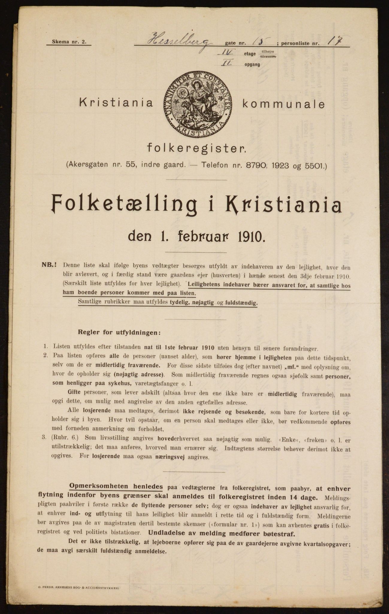 OBA, Municipal Census 1910 for Kristiania, 1910, p. 39392