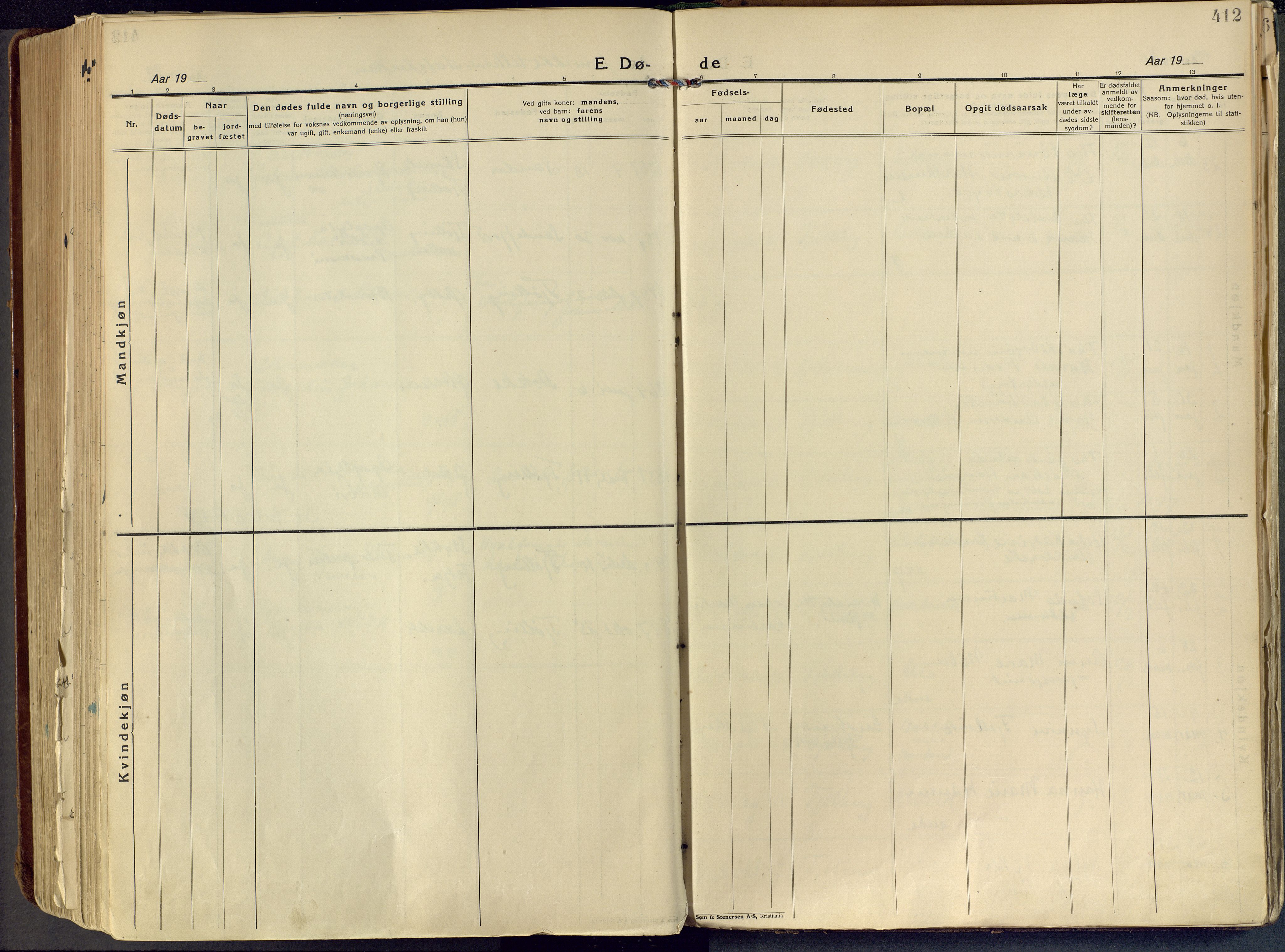 Tjølling kirkebøker, AV/SAKO-A-60/F/Fa/L0011: Parish register (official) no. 11, 1924-1943, p. 412