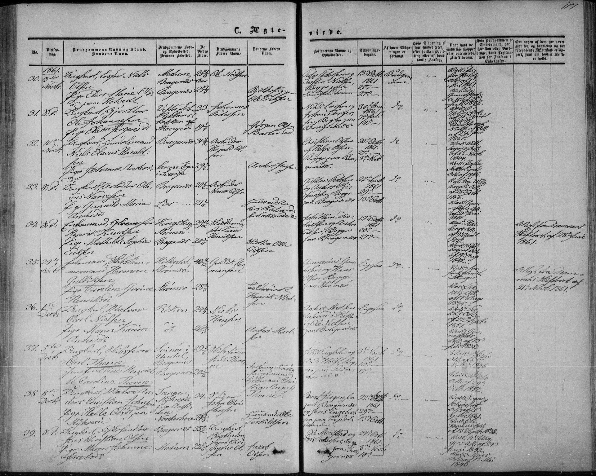 Bragernes kirkebøker, SAKO/A-6/F/Fc/L0002: Parish register (official) no. III 2, 1854-1865, p. 117