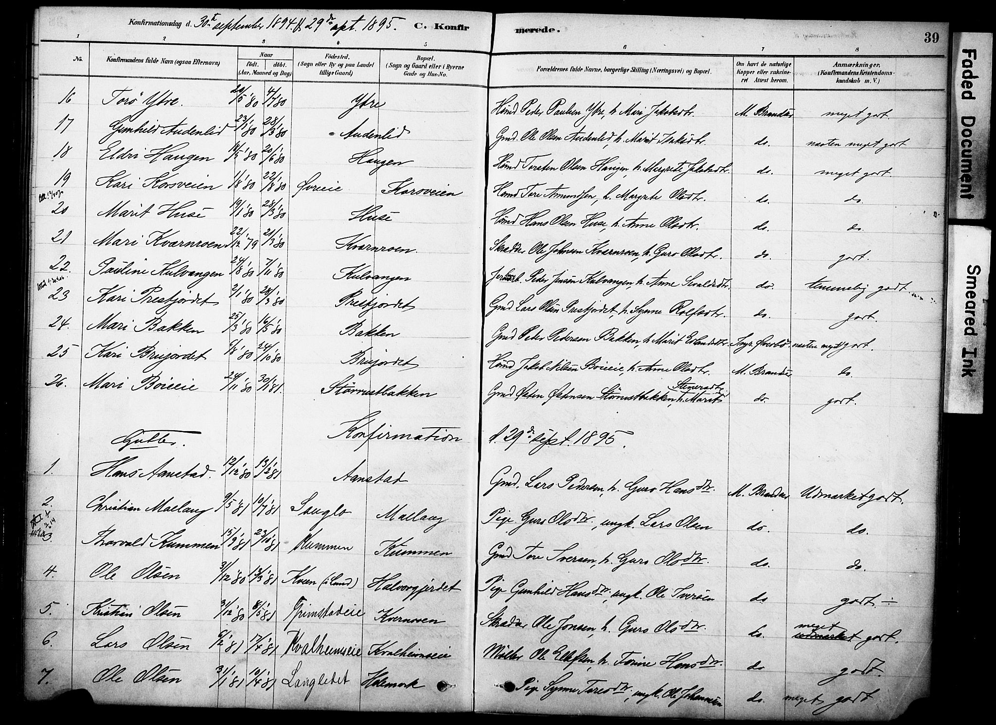 Skjåk prestekontor, AV/SAH-PREST-072/H/Ha/Haa/L0002: Parish register (official) no. 2, 1878-1907, p. 39