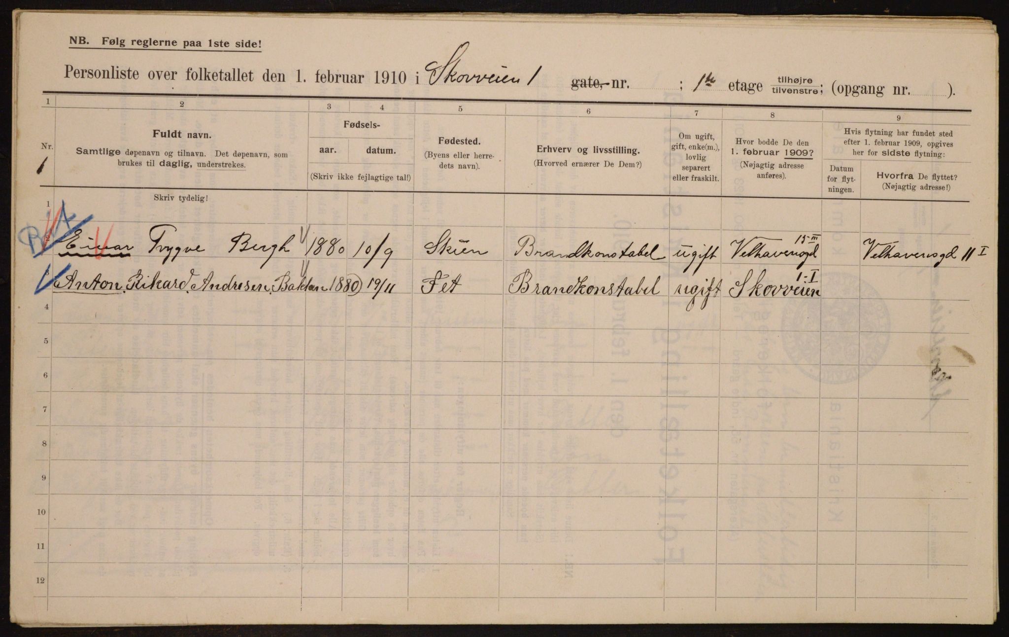 OBA, Municipal Census 1910 for Kristiania, 1910, p. 91927