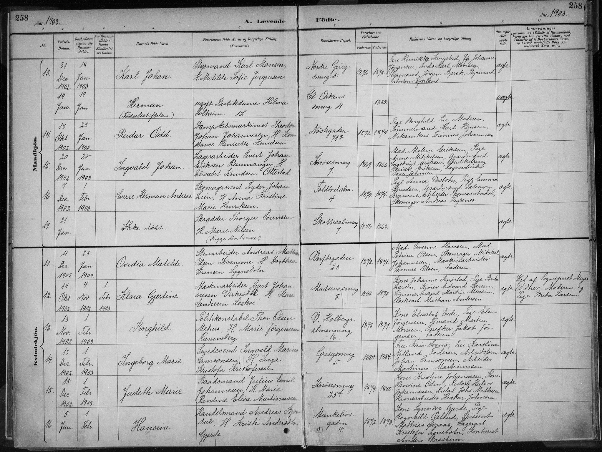 Nykirken Sokneprestembete, AV/SAB-A-77101/H/Haa/L0018: Parish register (official) no. B 6, 1895-1903, p. 258