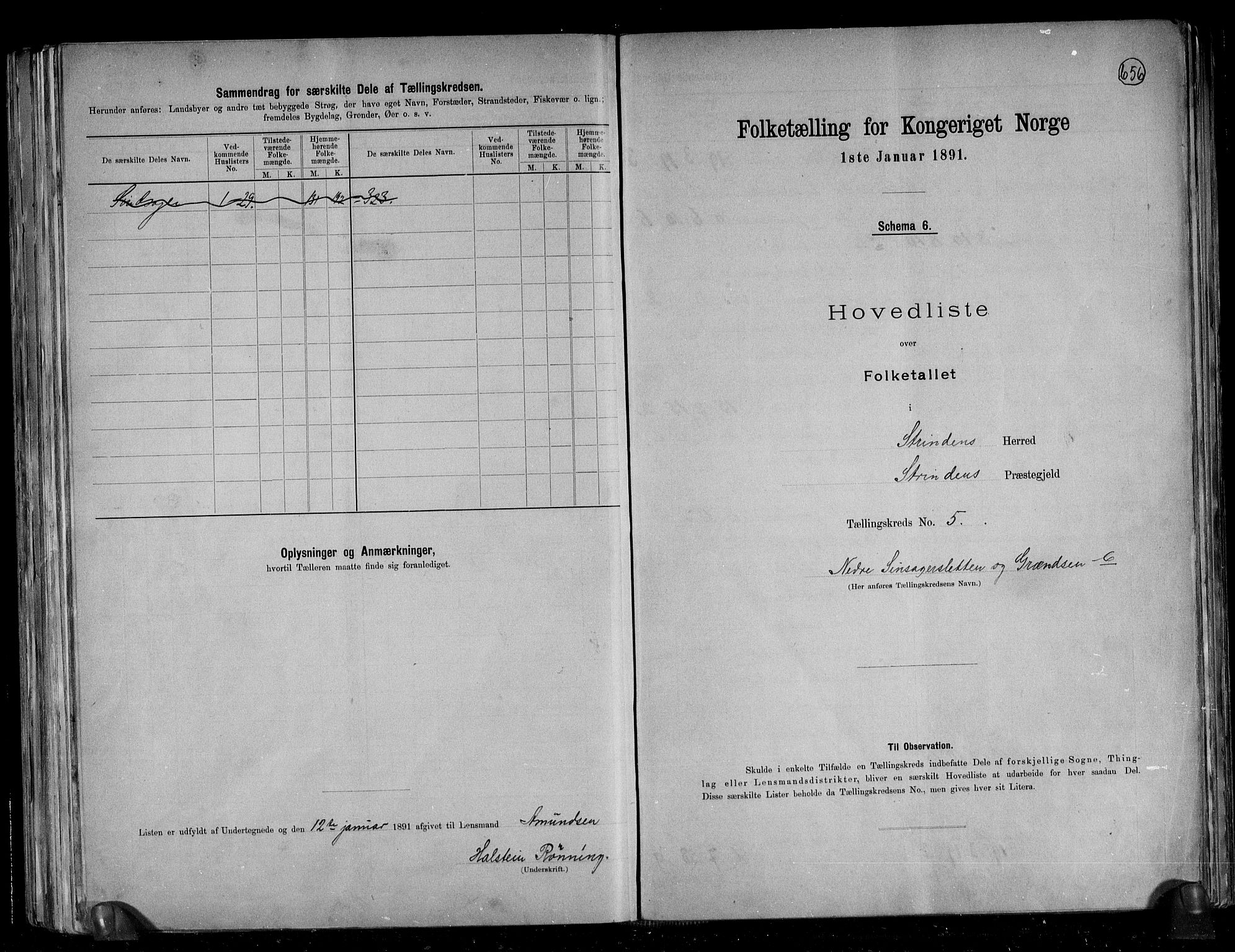 RA, 1891 census for 1660 Strinda, 1891, p. 16