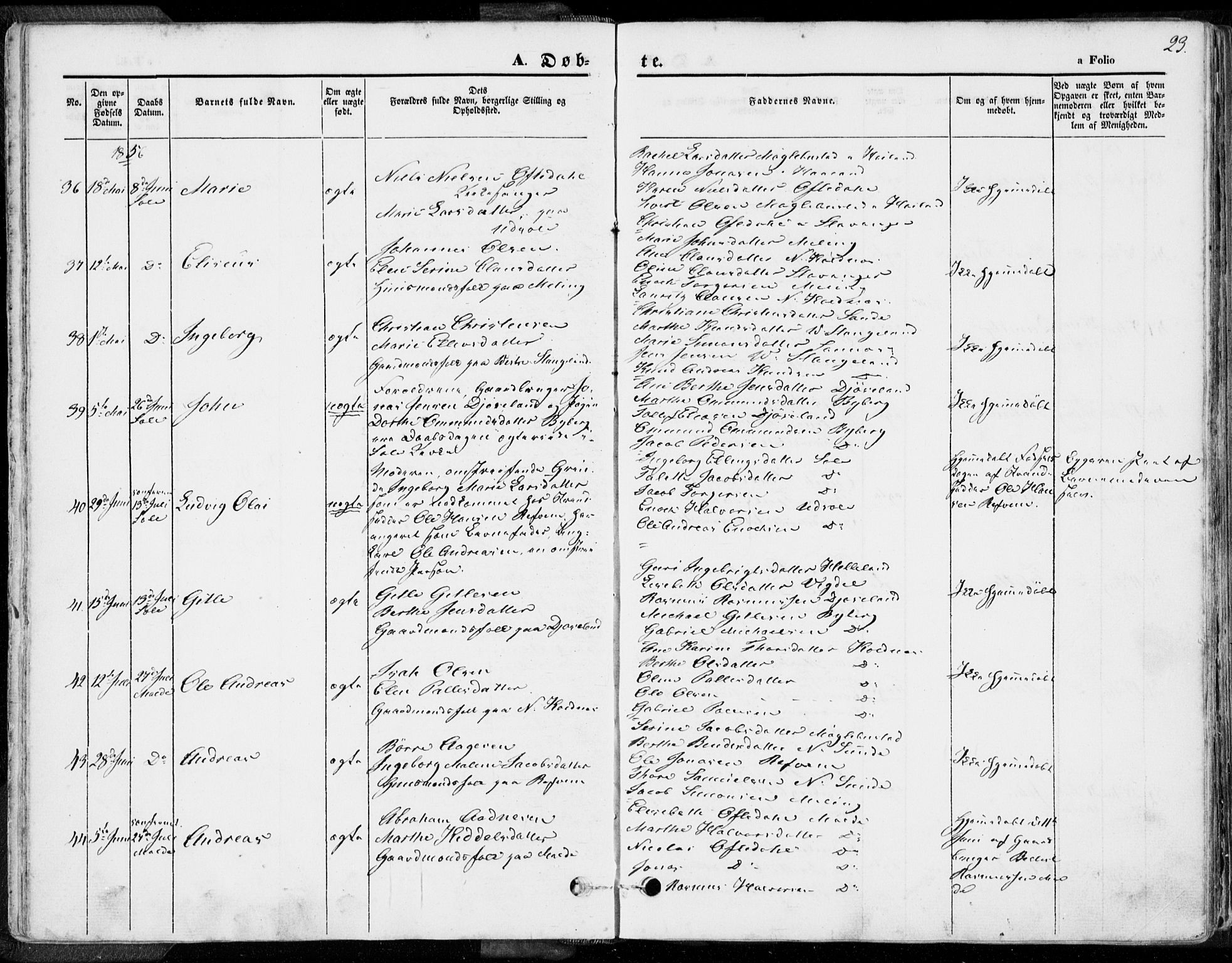 Håland sokneprestkontor, AV/SAST-A-101802/001/30BA/L0007: Parish register (official) no. A 7.1, 1854-1870, p. 23