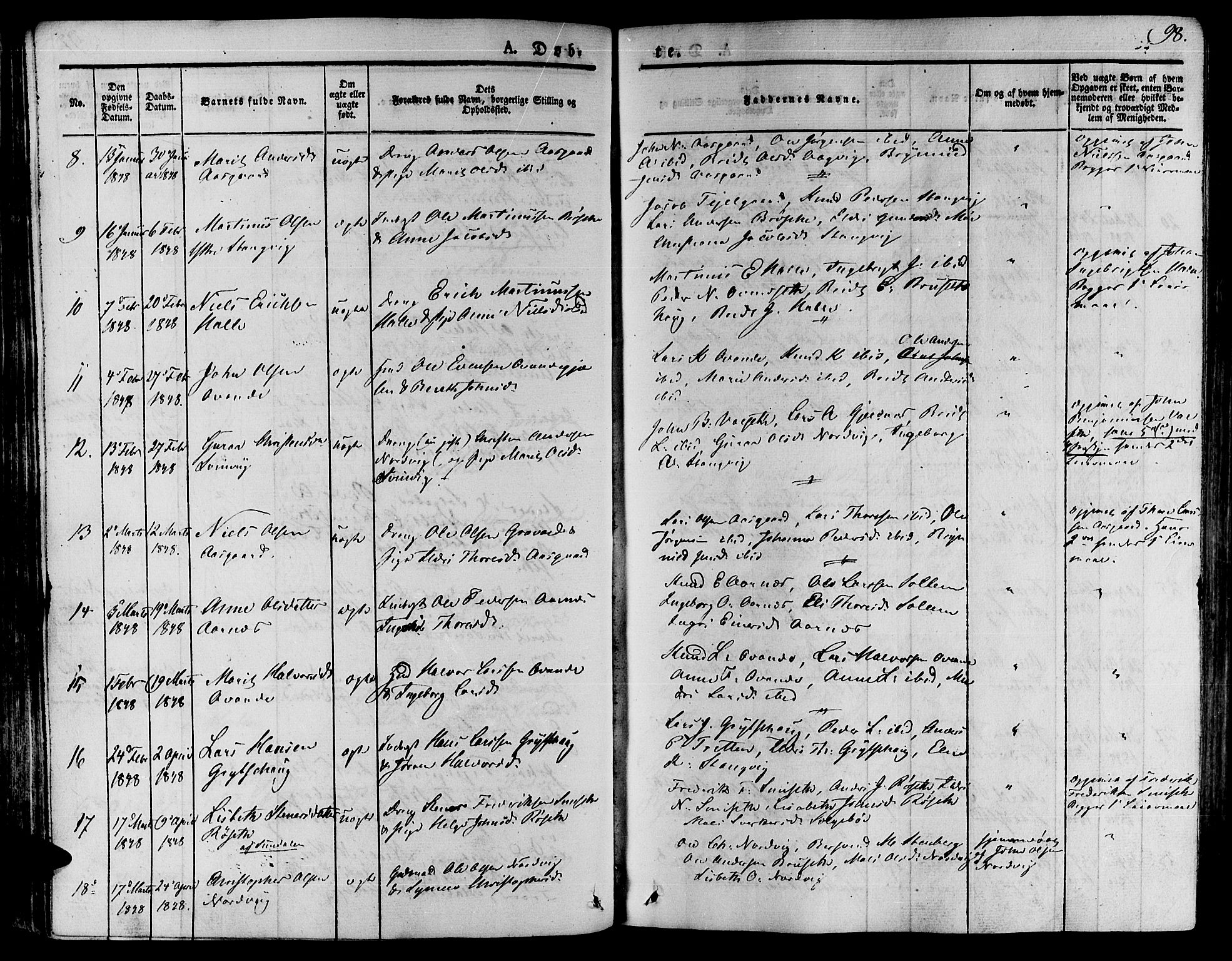 Ministerialprotokoller, klokkerbøker og fødselsregistre - Møre og Romsdal, SAT/A-1454/592/L1024: Parish register (official) no. 592A03 /1, 1831-1849, p. 98