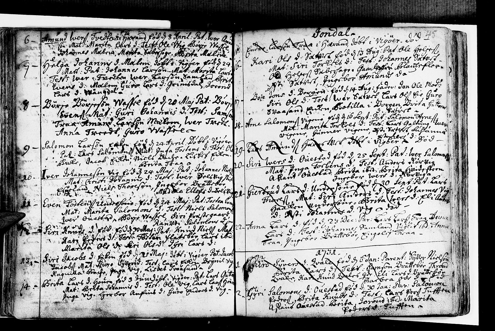 Strandebarm sokneprestembete, SAB/A-78401/H/Haa: Parish register (official) no. A 2 /2, 1727-1750, p. 45