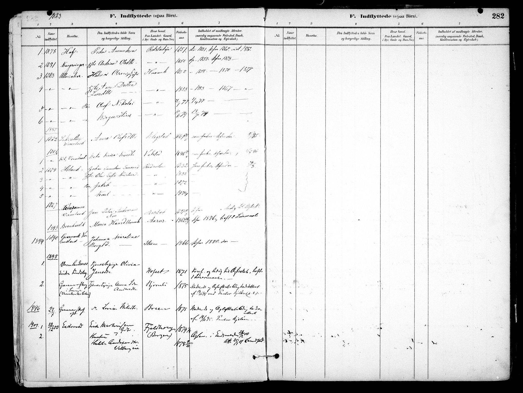 Nes prestekontor Kirkebøker, AV/SAO-A-10410/F/Fb/L0002: Parish register (official) no. II 2, 1883-1918, p. 282