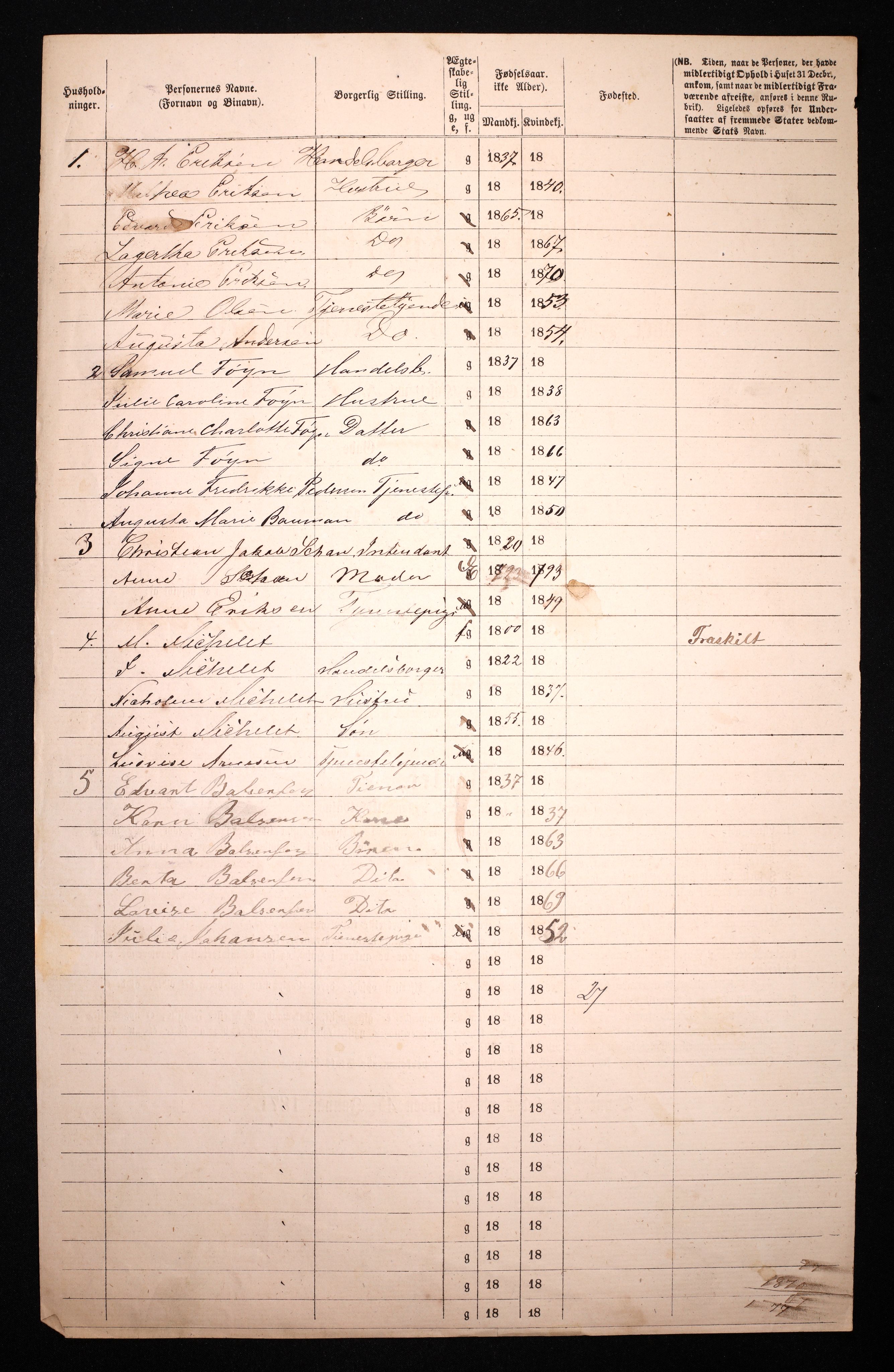 RA, 1870 census for 0301 Kristiania, 1870, p. 3318