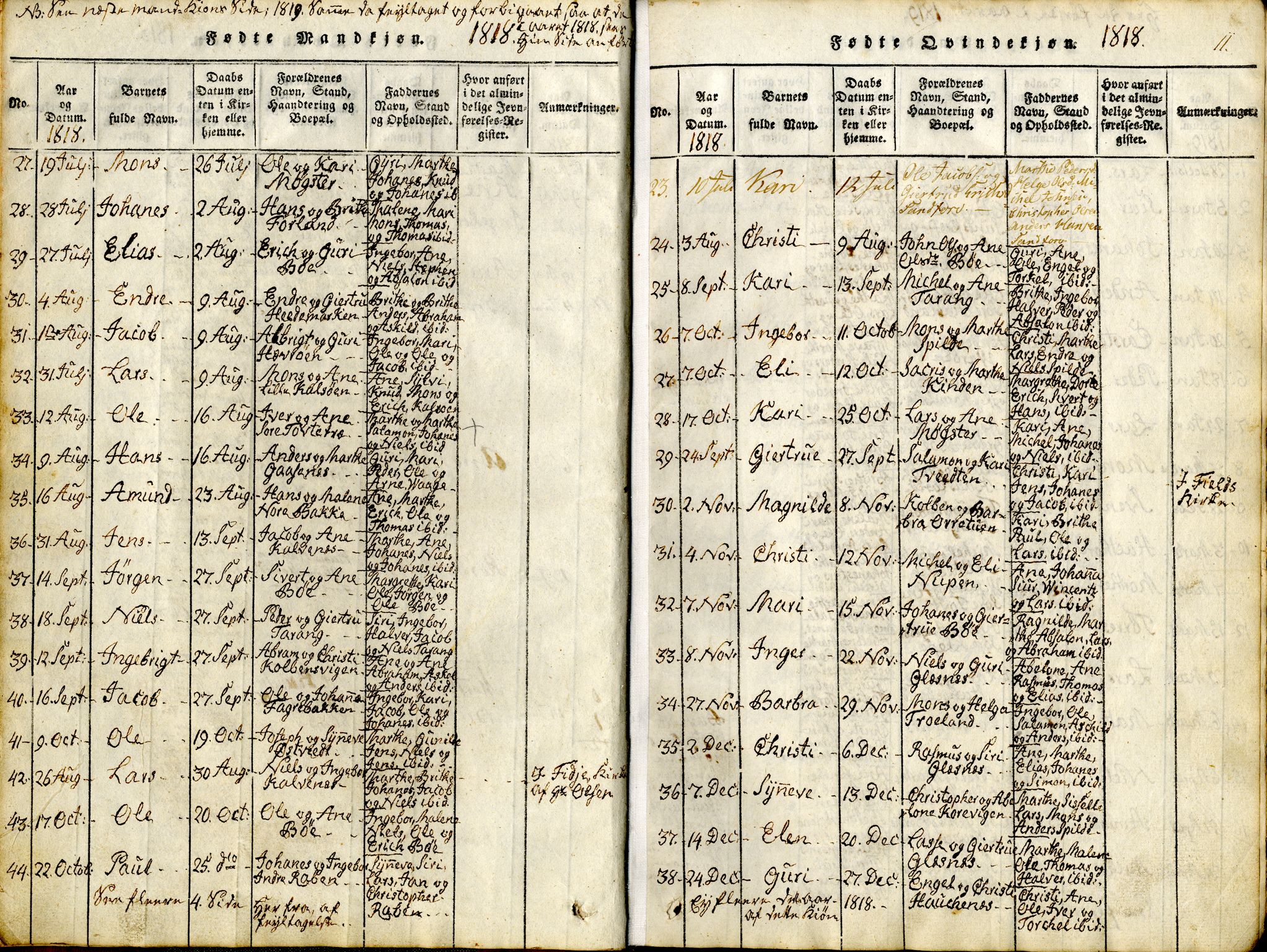 Sund sokneprestembete, AV/SAB-A-99930: Parish register (official) no. A 11, 1814-1825, p. 11