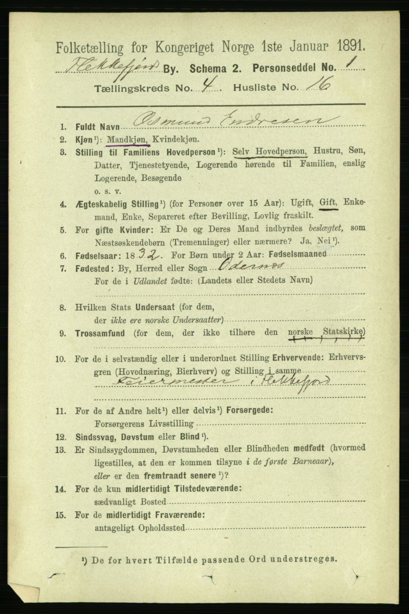 RA, 1891 census for 1004 Flekkefjord, 1891, p. 1112