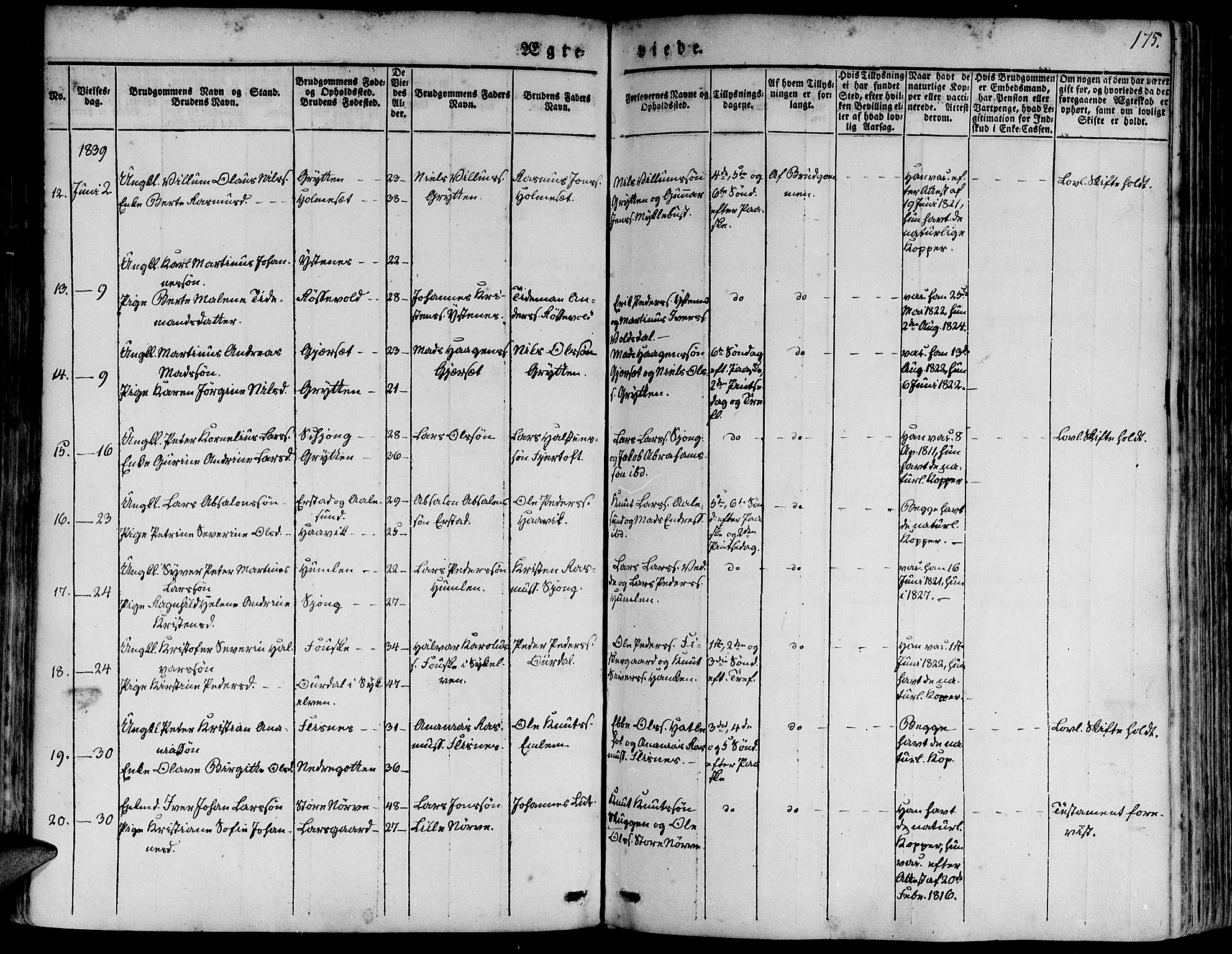 Ministerialprotokoller, klokkerbøker og fødselsregistre - Møre og Romsdal, AV/SAT-A-1454/528/L0395: Parish register (official) no. 528A06, 1828-1839, p. 175