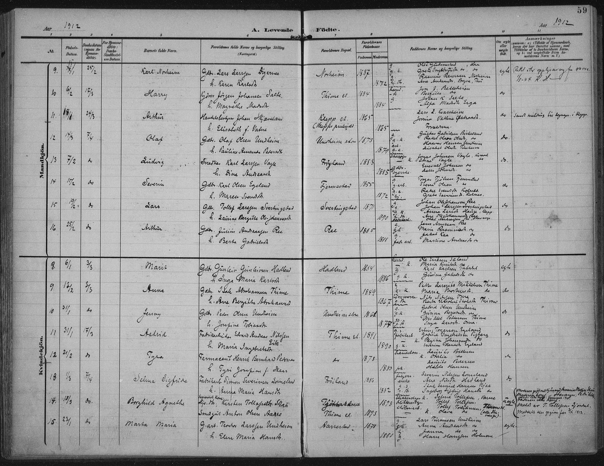 Lye sokneprestkontor, AV/SAST-A-101794/002/A/L0001: Parish register (official) no. A 12, 1904-1920, p. 59