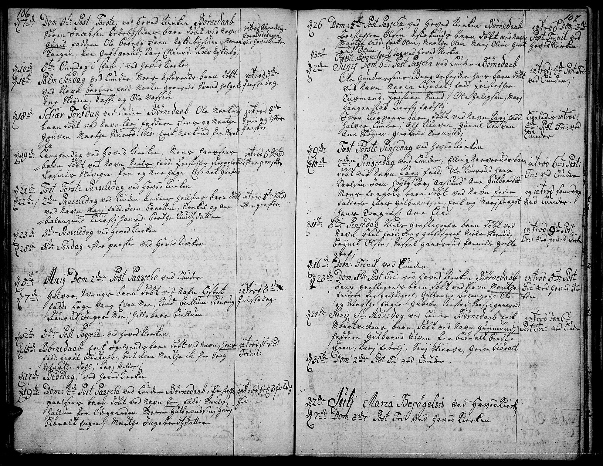 Jevnaker prestekontor, SAH/PREST-116/H/Ha/Haa/L0002: Parish register (official) no. 2, 1725-1751, p. 106-107