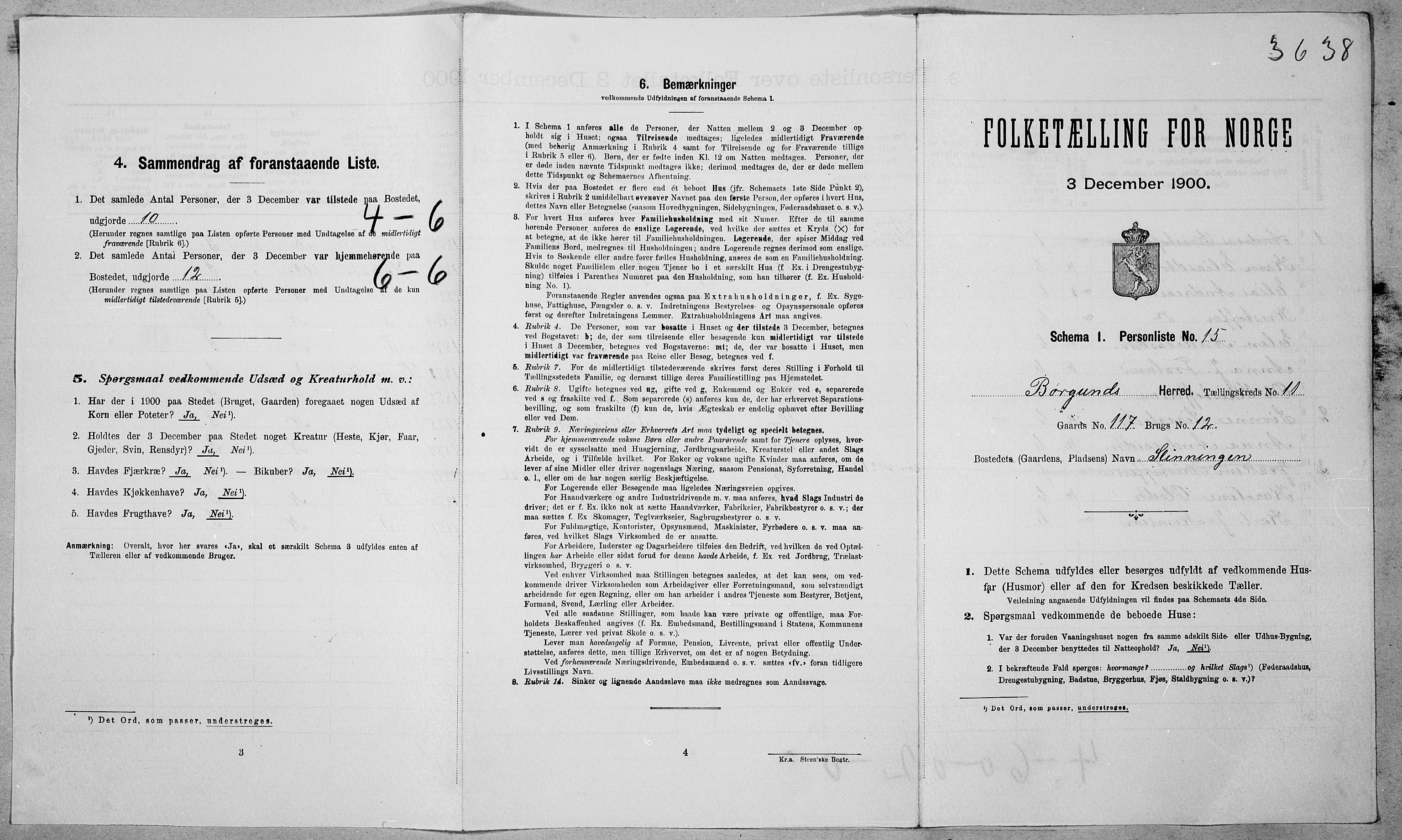 SAT, 1900 census for Borgund, 1900, p. 1196