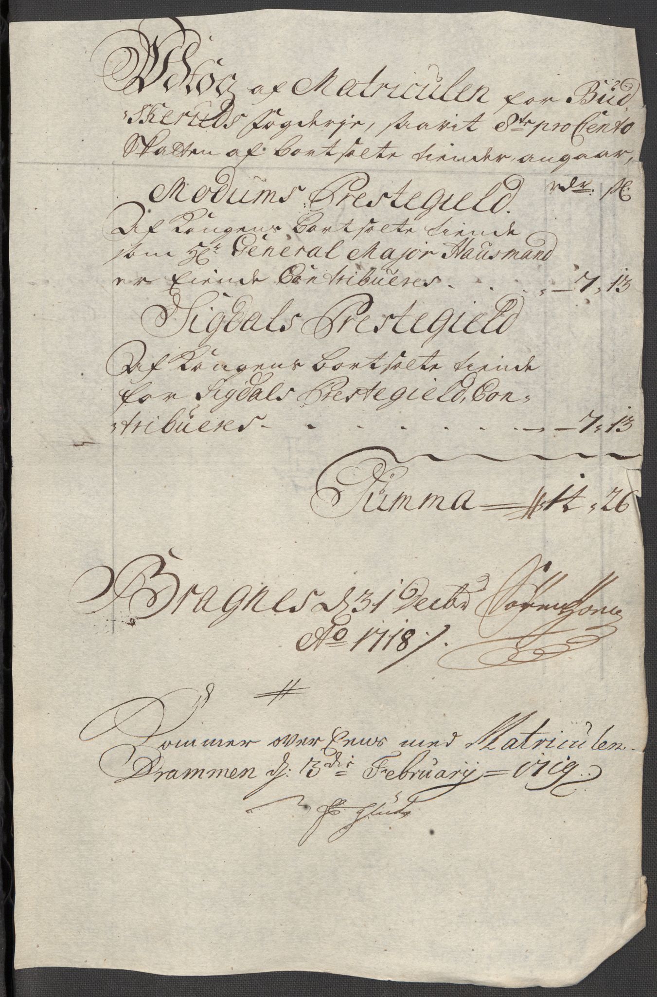 Rentekammeret inntil 1814, Reviderte regnskaper, Fogderegnskap, AV/RA-EA-4092/R31/L1712: Fogderegnskap Hurum, Røyken, Eiker, Lier og Buskerud, 1718, p. 74