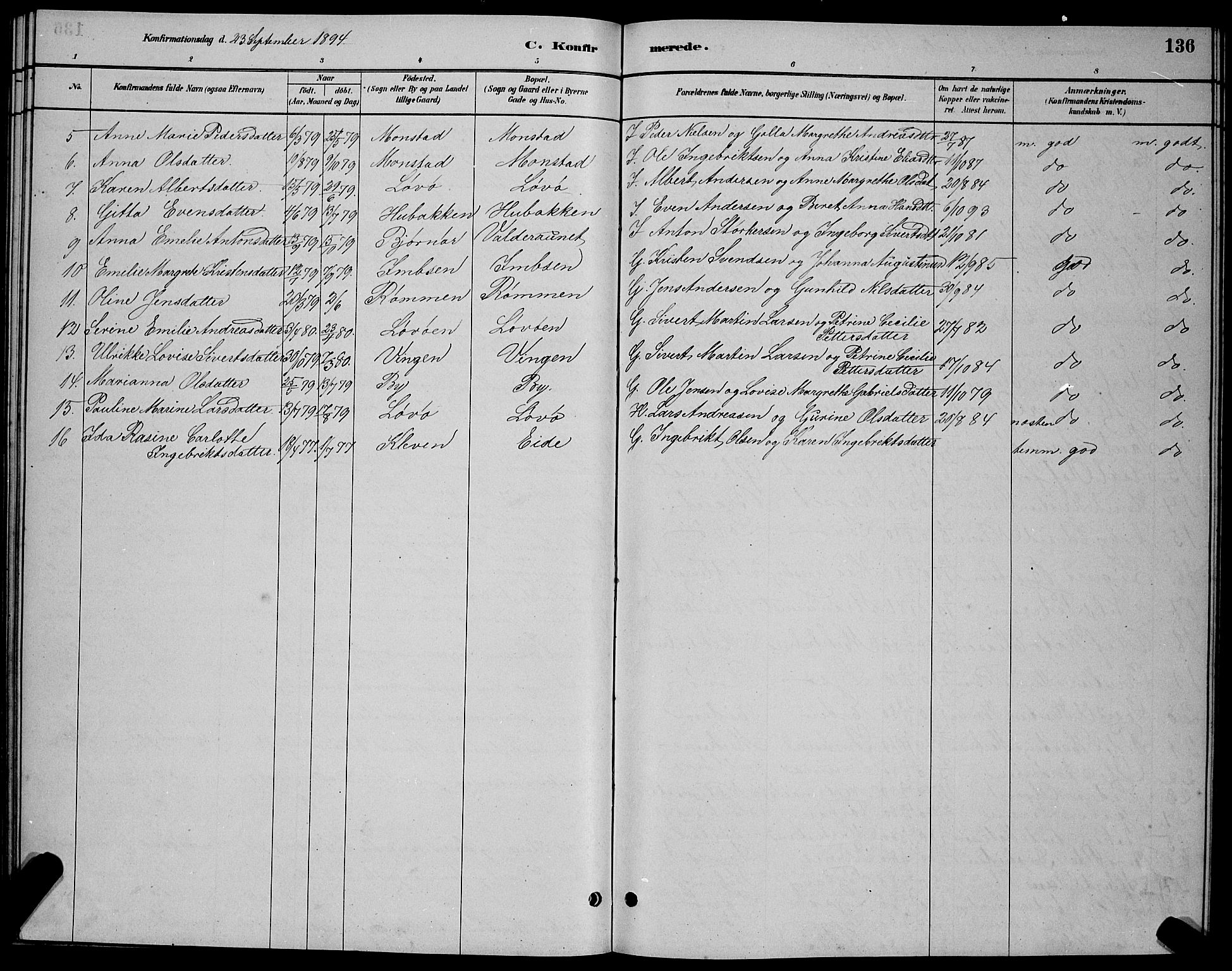 Ministerialprotokoller, klokkerbøker og fødselsregistre - Sør-Trøndelag, SAT/A-1456/655/L0687: Parish register (copy) no. 655C03, 1880-1898, p. 136