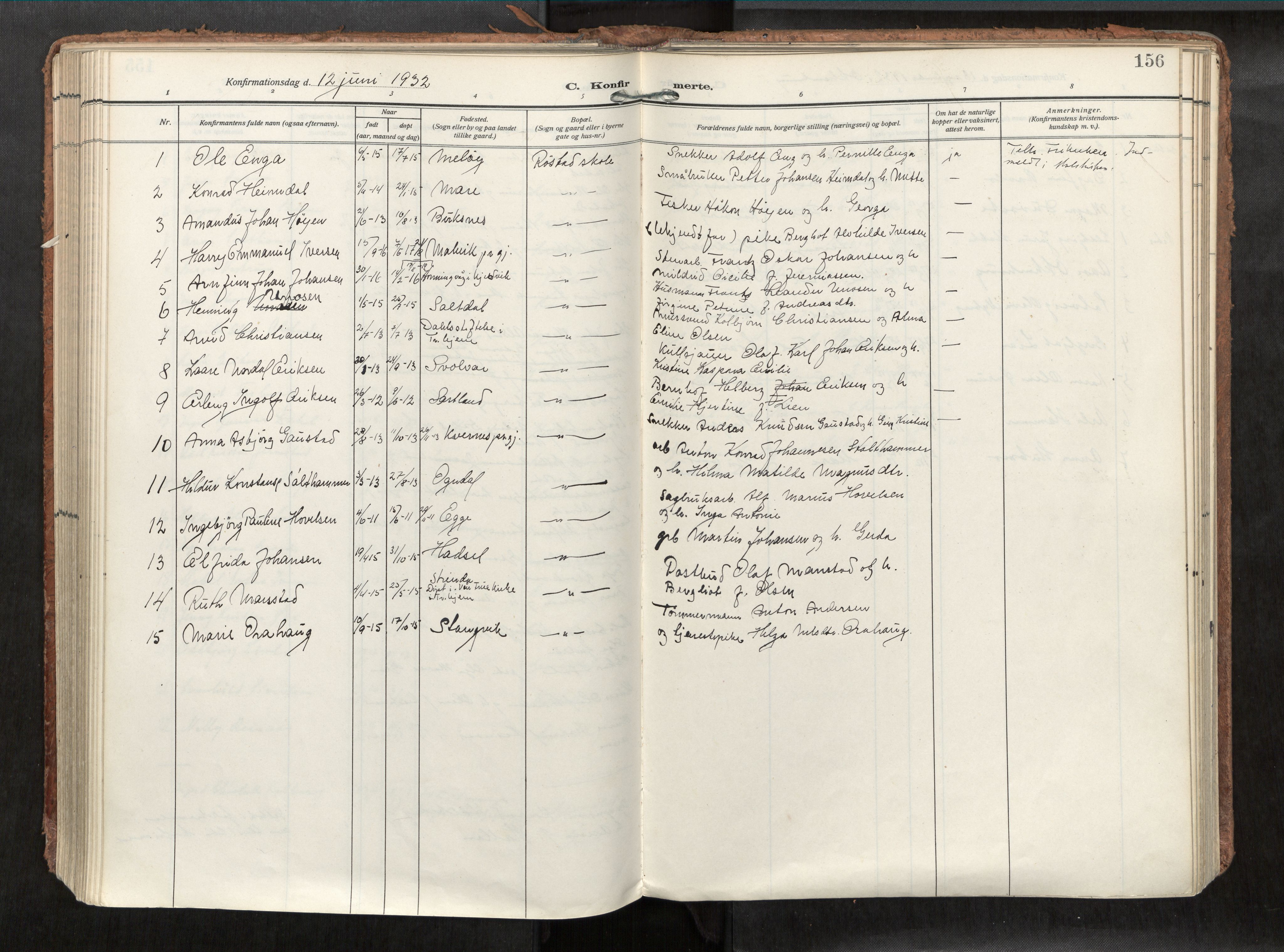 Levanger sokneprestkontor, SAT/A-1301/2/H/Haa/L0002: Parish register (official) no. 2, 1912-1935, p. 156