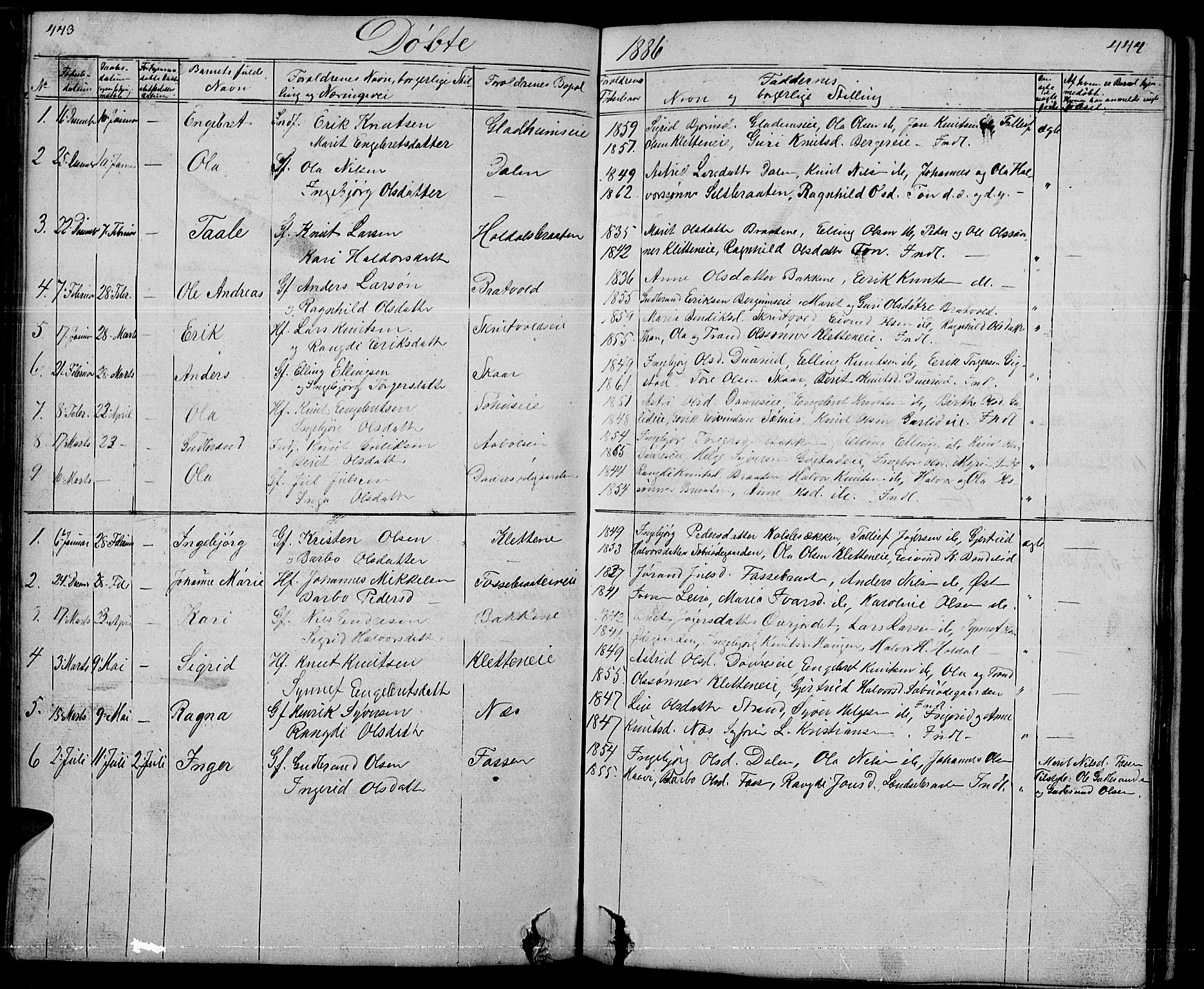 Nord-Aurdal prestekontor, SAH/PREST-132/H/Ha/Hab/L0001: Parish register (copy) no. 1, 1834-1887, p. 443-444