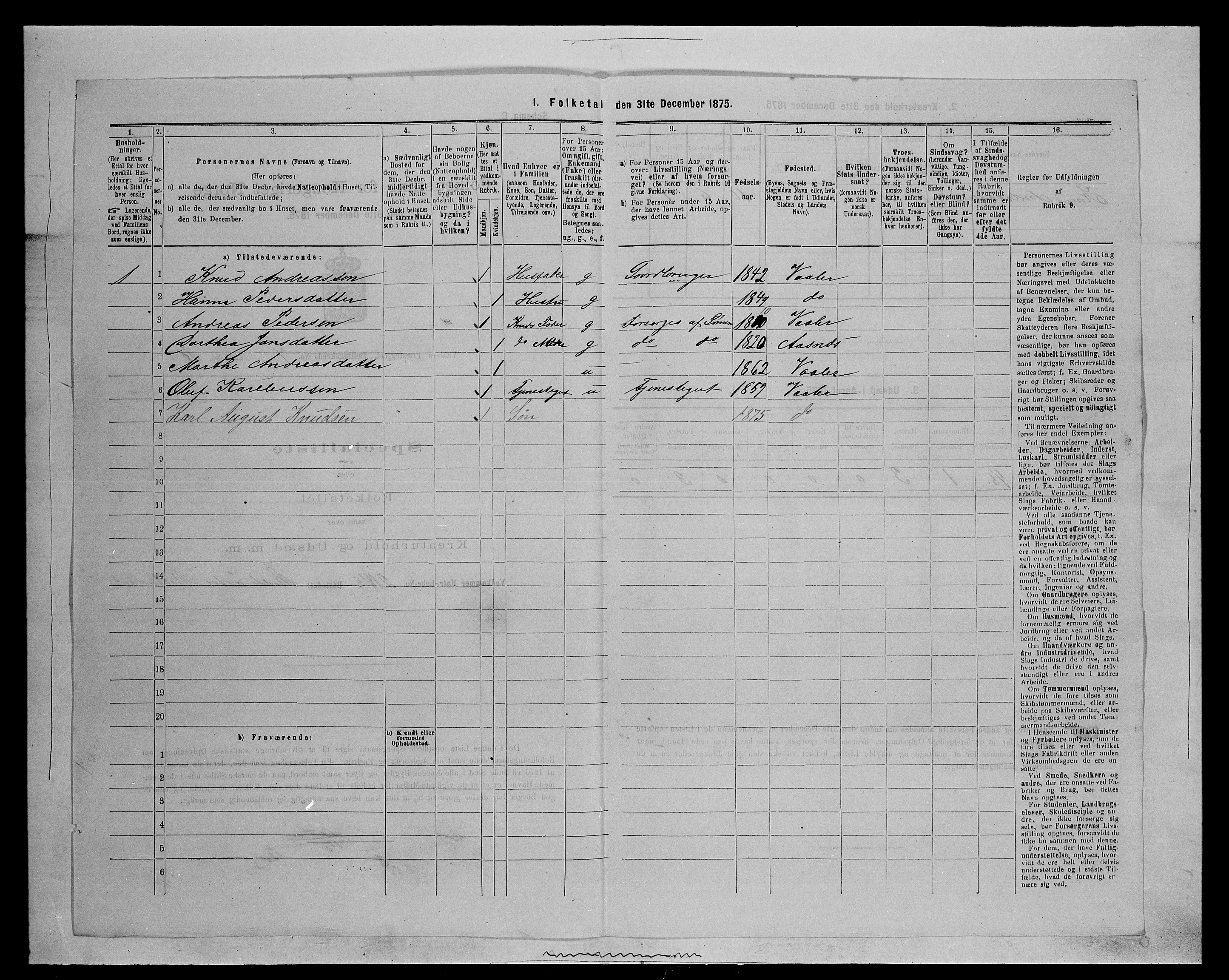 SAH, 1875 census for 0426P Våler parish (Hedmark), 1875, p. 899