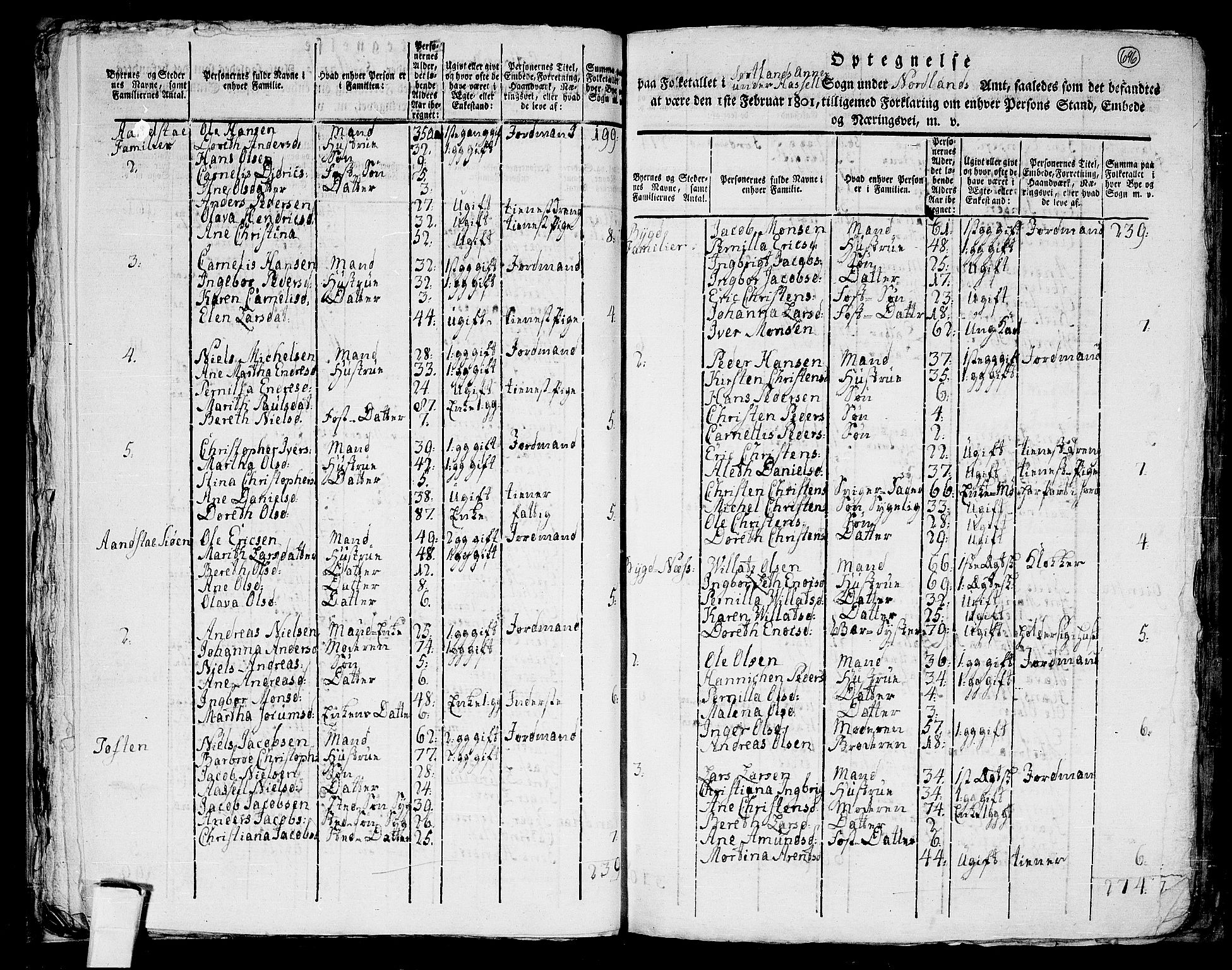 RA, 1801 census for 1866P Hadsel, 1801, p. 695b-696a