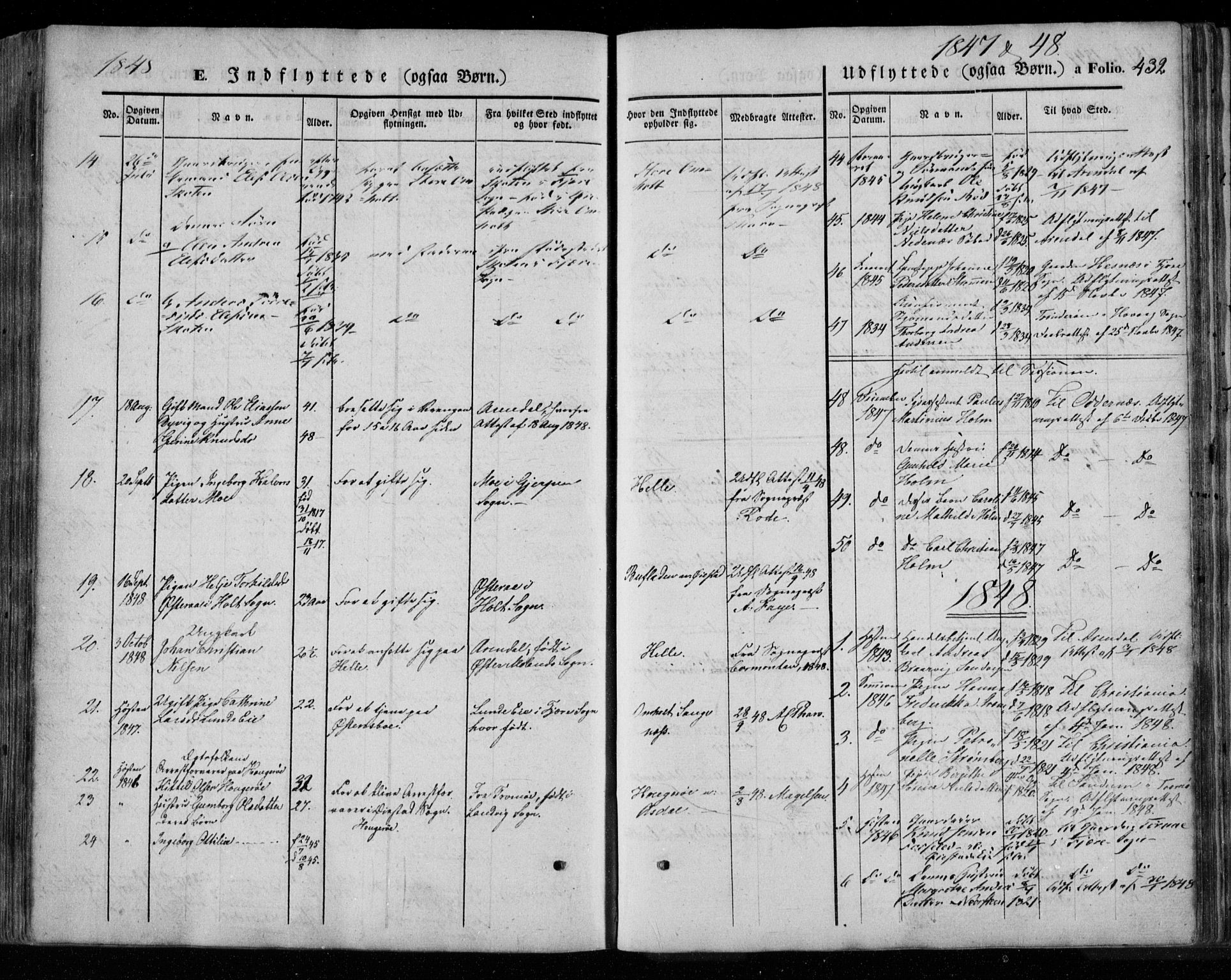 Øyestad sokneprestkontor, AV/SAK-1111-0049/F/Fa/L0014: Parish register (official) no. A 14, 1843-1856, p. 433