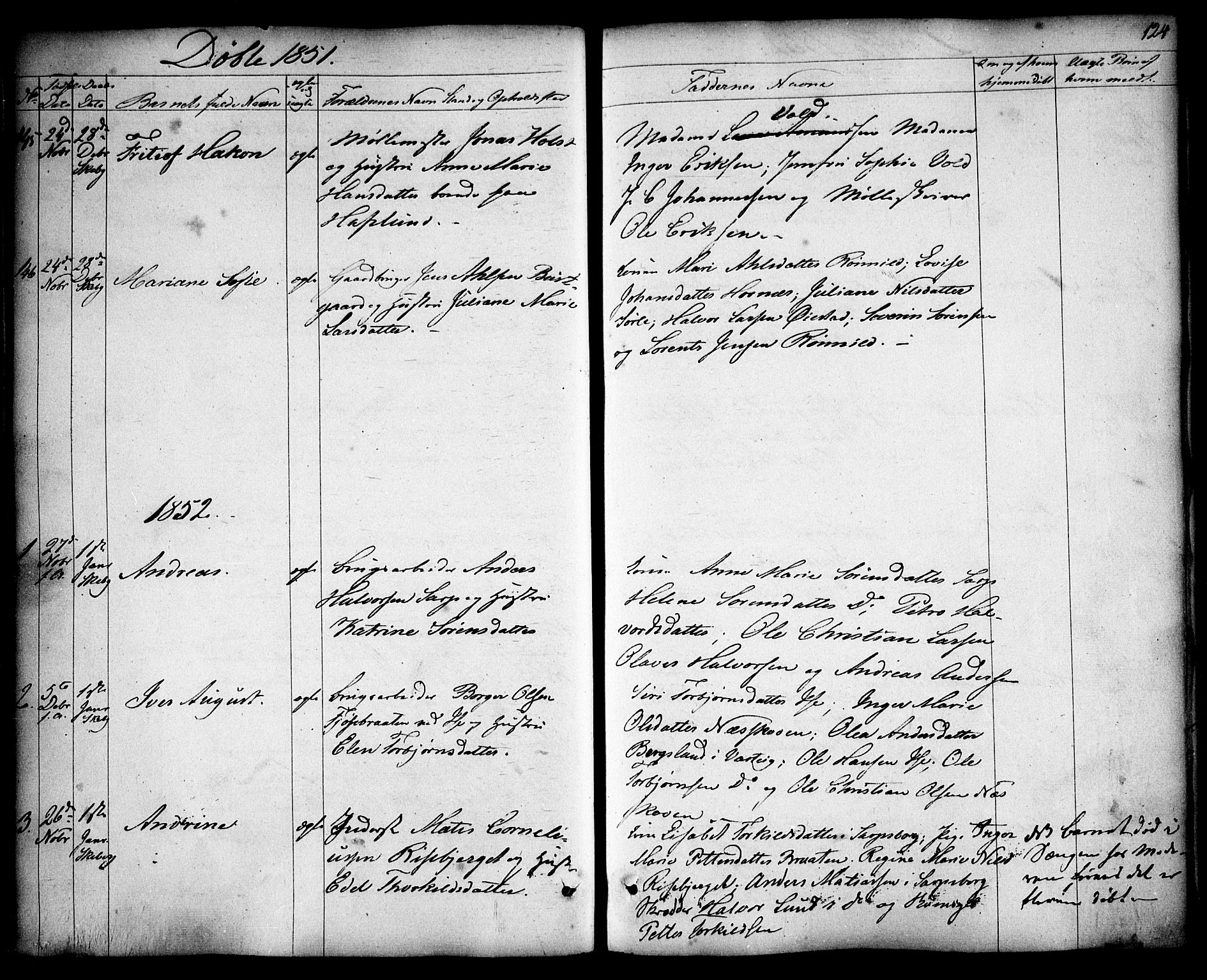 Skjeberg prestekontor Kirkebøker, SAO/A-10923/F/Fa/L0006: Parish register (official) no. I 6, 1846-1858, p. 124